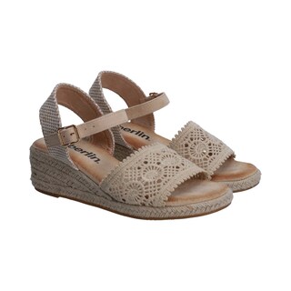 Foto 1 | Sandalia Dama Plataforma Beige Con Yute Y Crochet