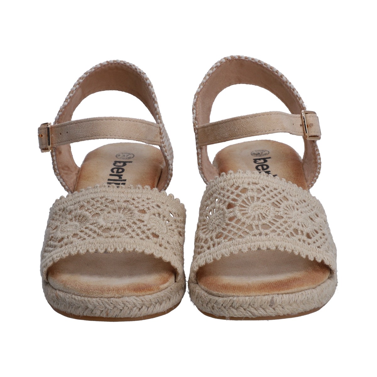 Foto 3 pulgar | Sandalia Dama Plataforma Beige Con Yute Y Crochet