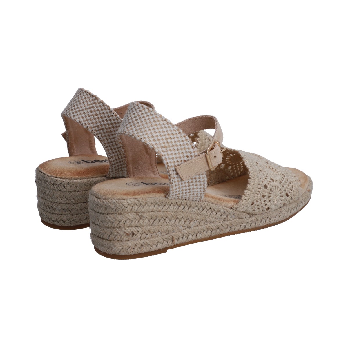 Foto 4 pulgar | Sandalia Dama Plataforma Beige Con Yute Y Crochet