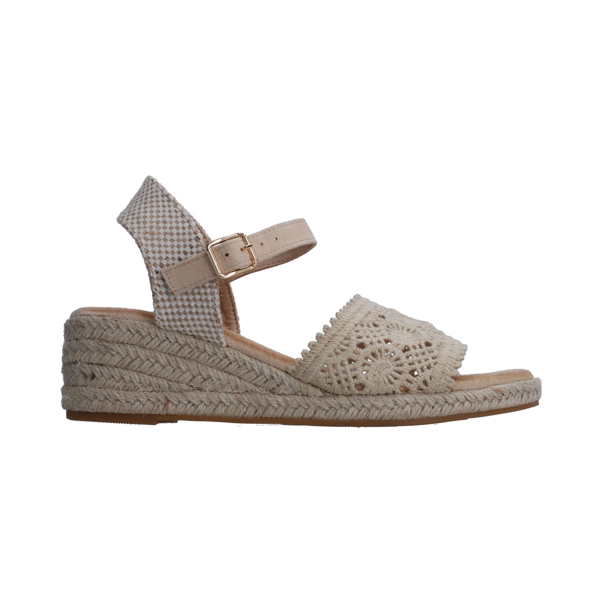 Foto 6 pulgar | Sandalia Dama Plataforma Beige Con Yute Y Crochet