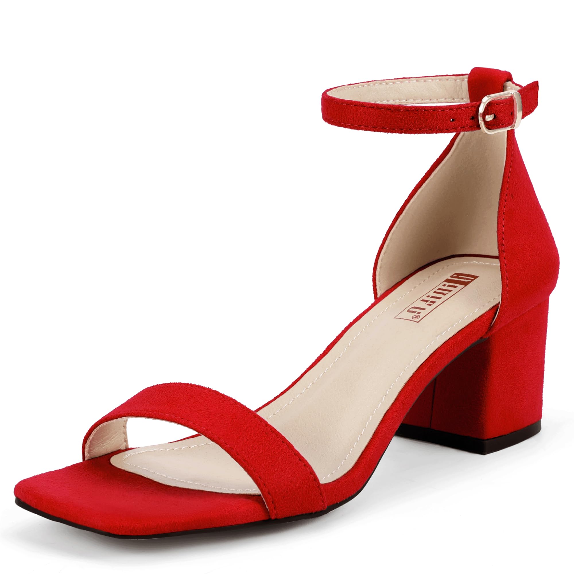 Foto 2 pulgar | Sandalias Idifu De Gamuza Roja Con Tacón Bajo Y Punta Abierta Para Mujer - Venta Internacional.