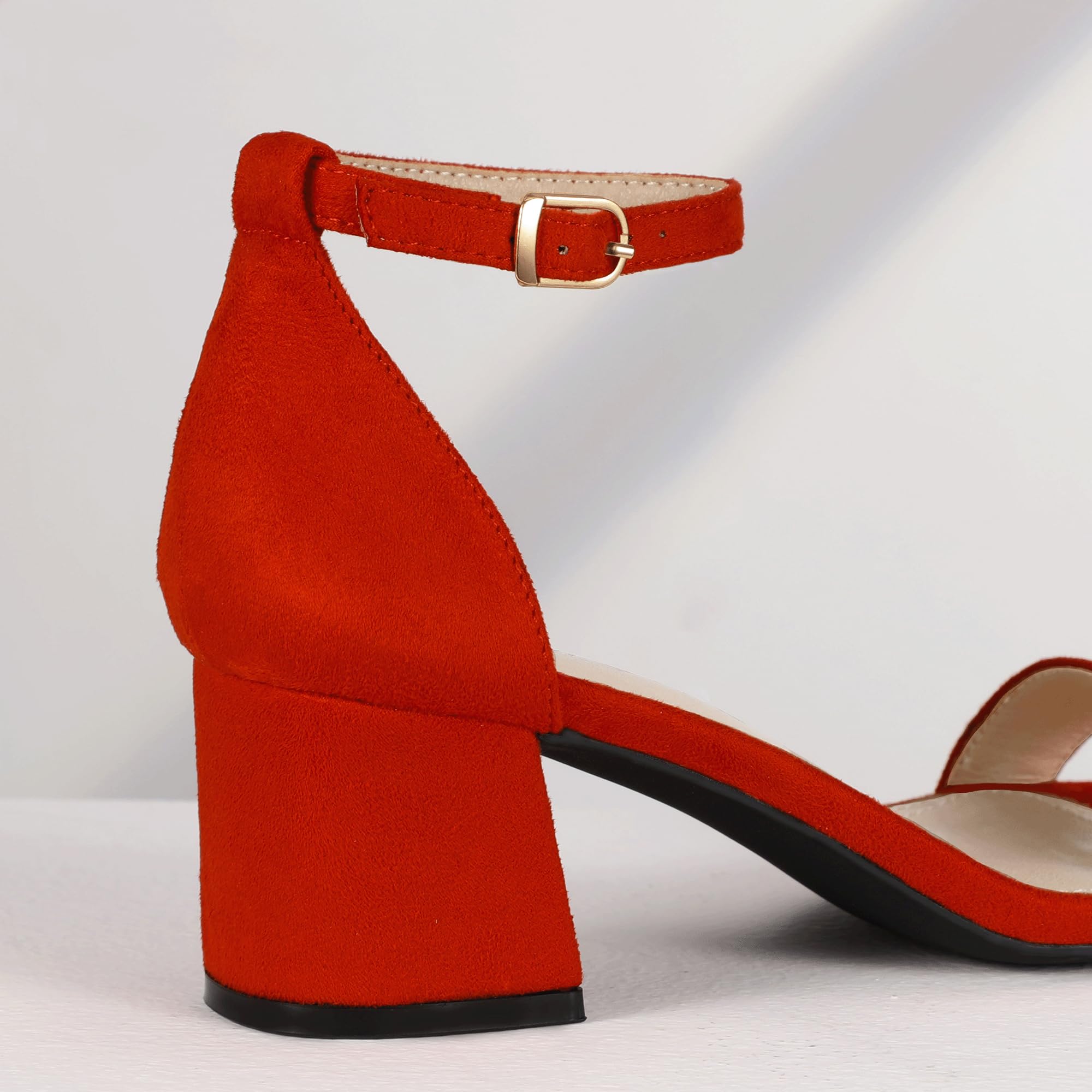 Foto 6 pulgar | Sandalias Idifu De Gamuza Roja Con Tacón Bajo Y Punta Abierta Para Mujer - Venta Internacional.