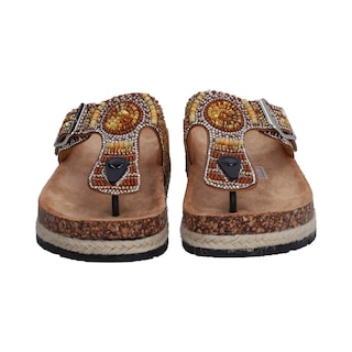 Foto 1 | Sandalia Casual Dama Naranja Multicolor Piedras Plataforma Baja