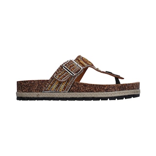 Foto 4 | Sandalia Casual Dama Naranja Multicolor Piedras Plataforma Baja