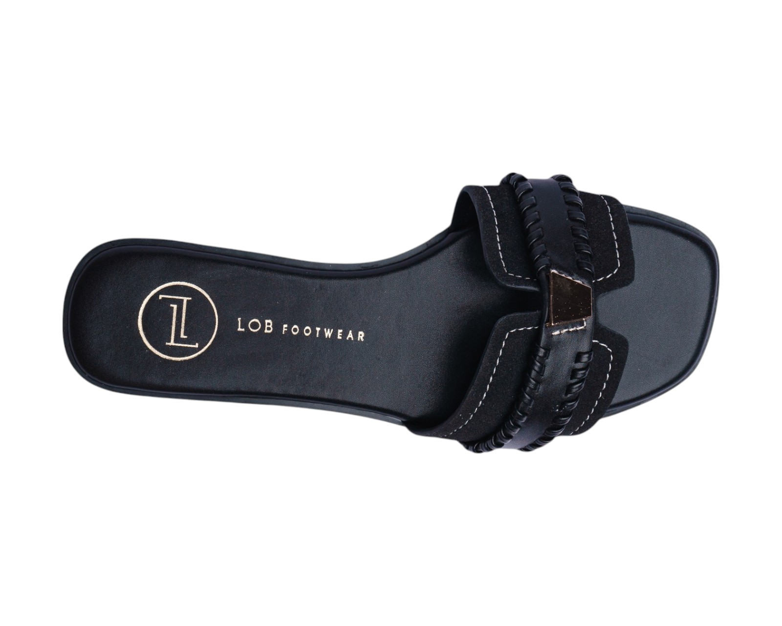 Foto 8 pulgar | Sandalia Piso Para Mujer Lob Footwear Pu Suede Negro 91905040