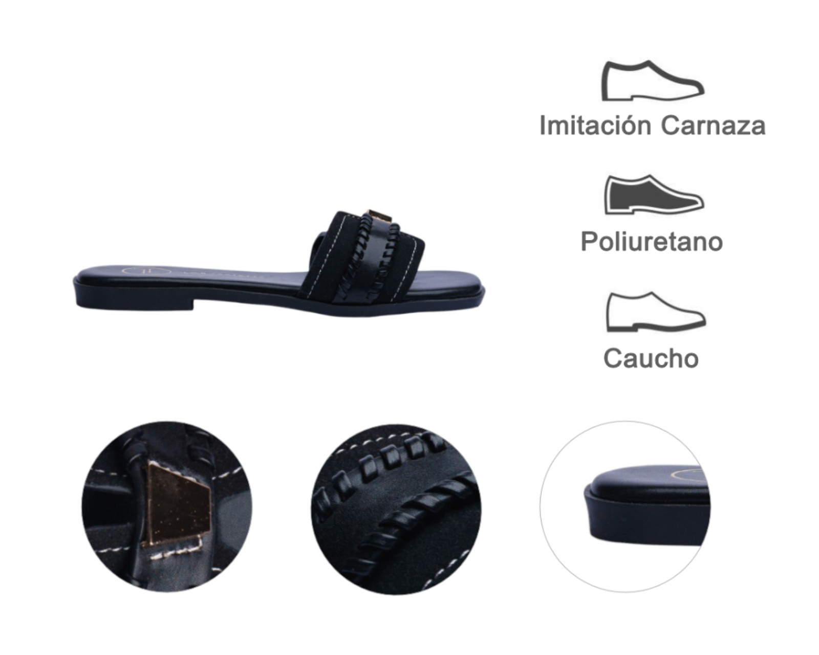 Foto 9 pulgar | Sandalia Piso Para Mujer Lob Footwear Pu Suede Negro 91905040