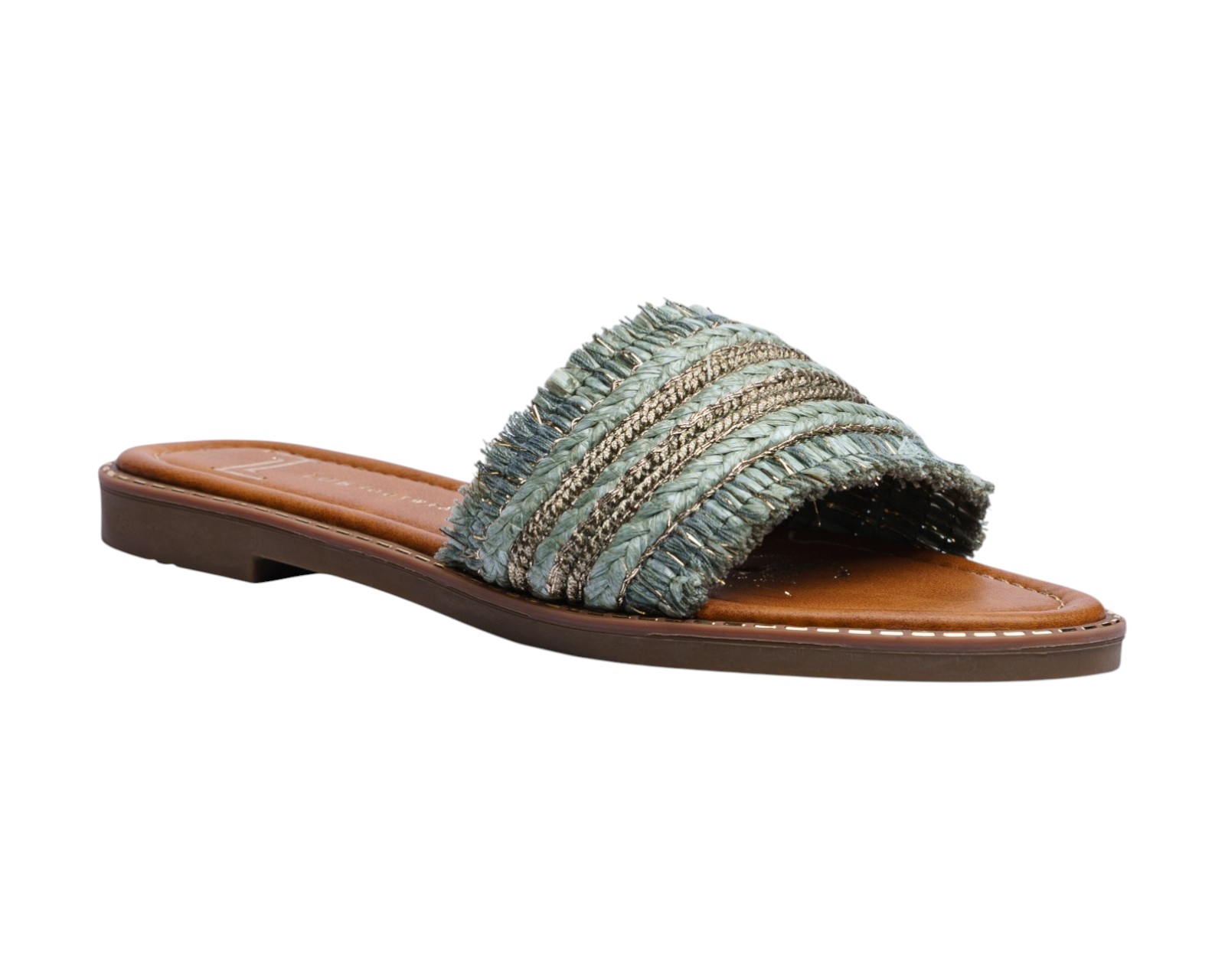 Sandalia Piso Para Mujer Lob Footwear Rafia Verde 52205468