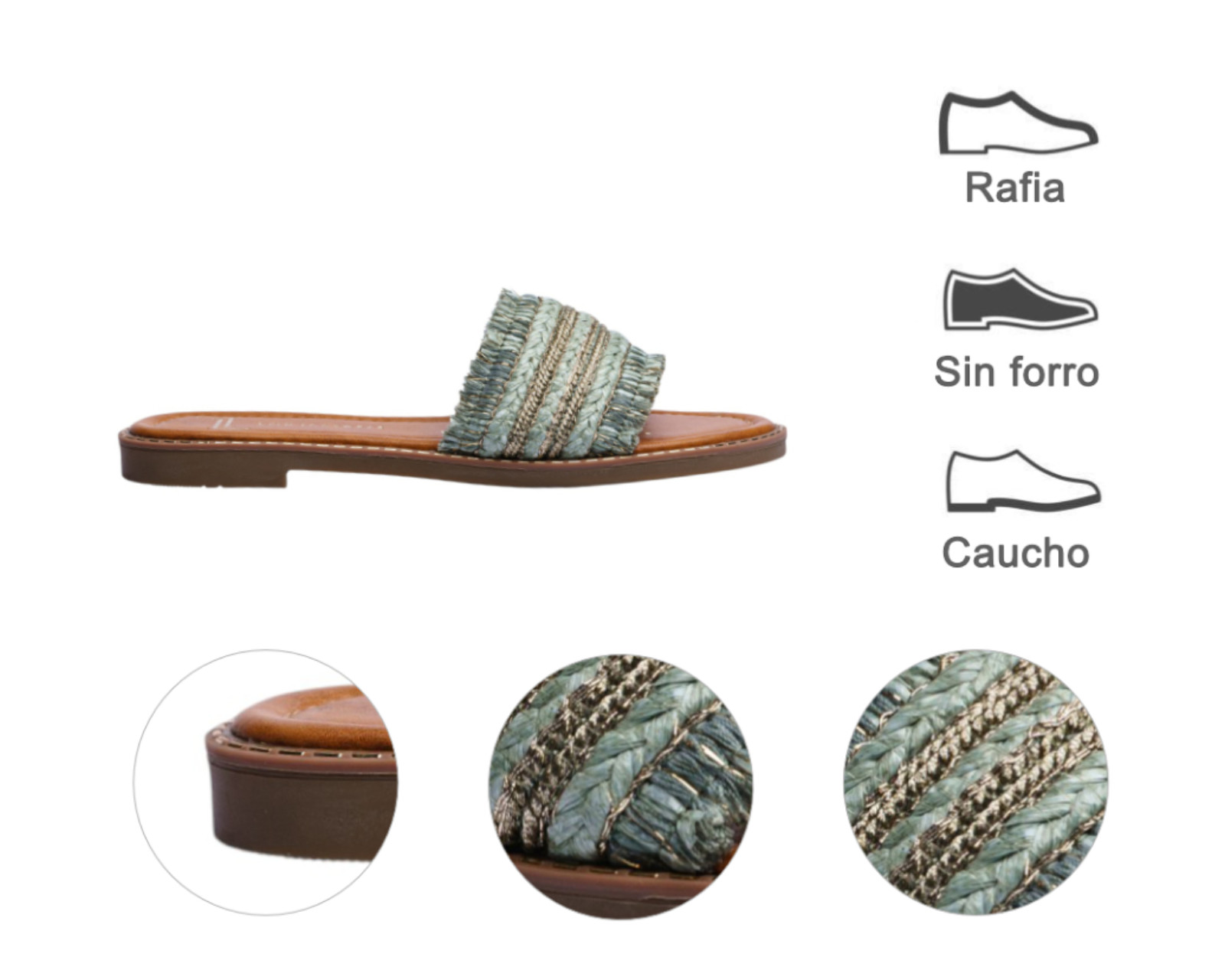 Foto 9 pulgar | Sandalia Piso Para Mujer Lob Footwear Rafia Verde 52205468