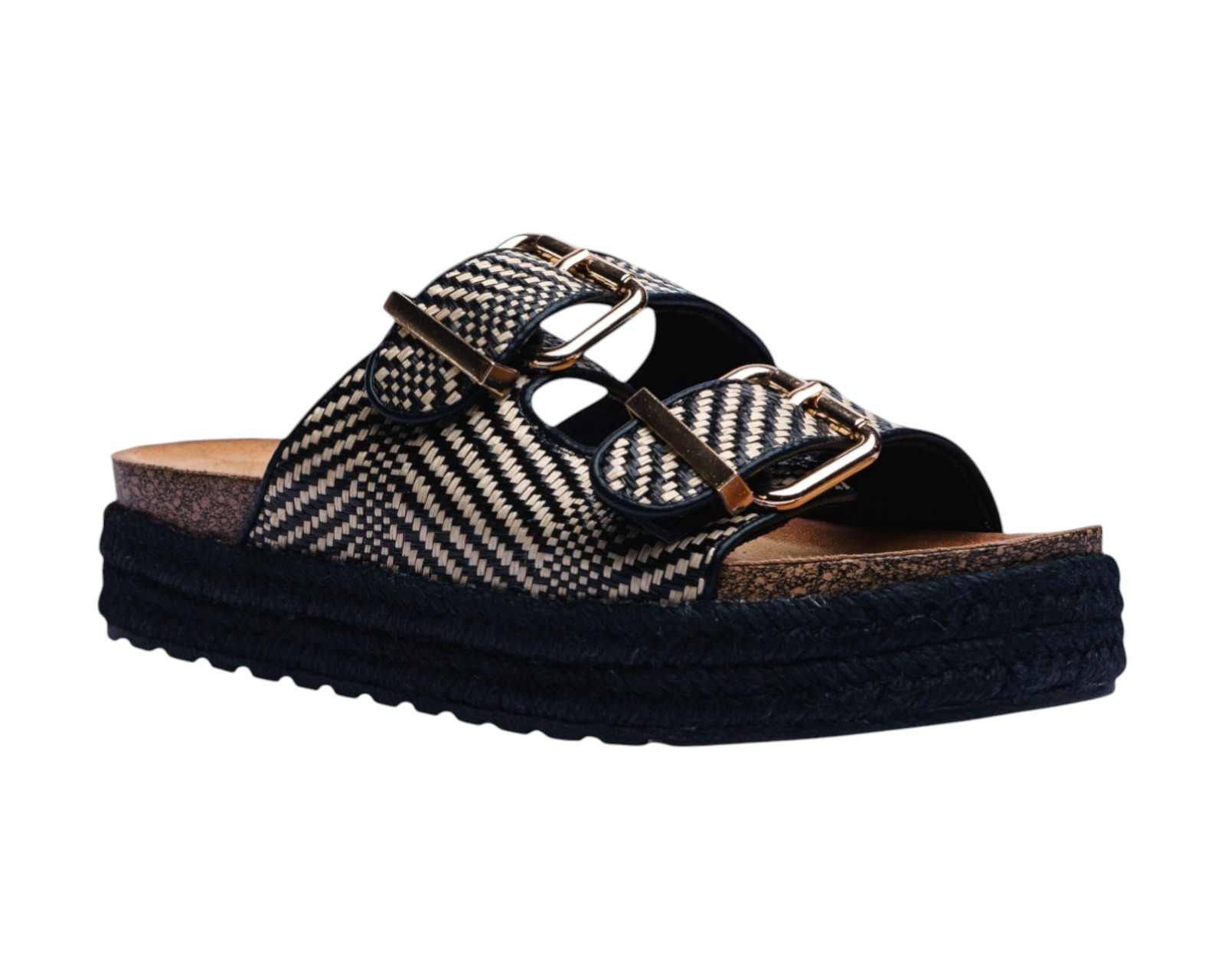 Sandalia Piso Para Mujer Lob Footwear Rafia Negro 51705051