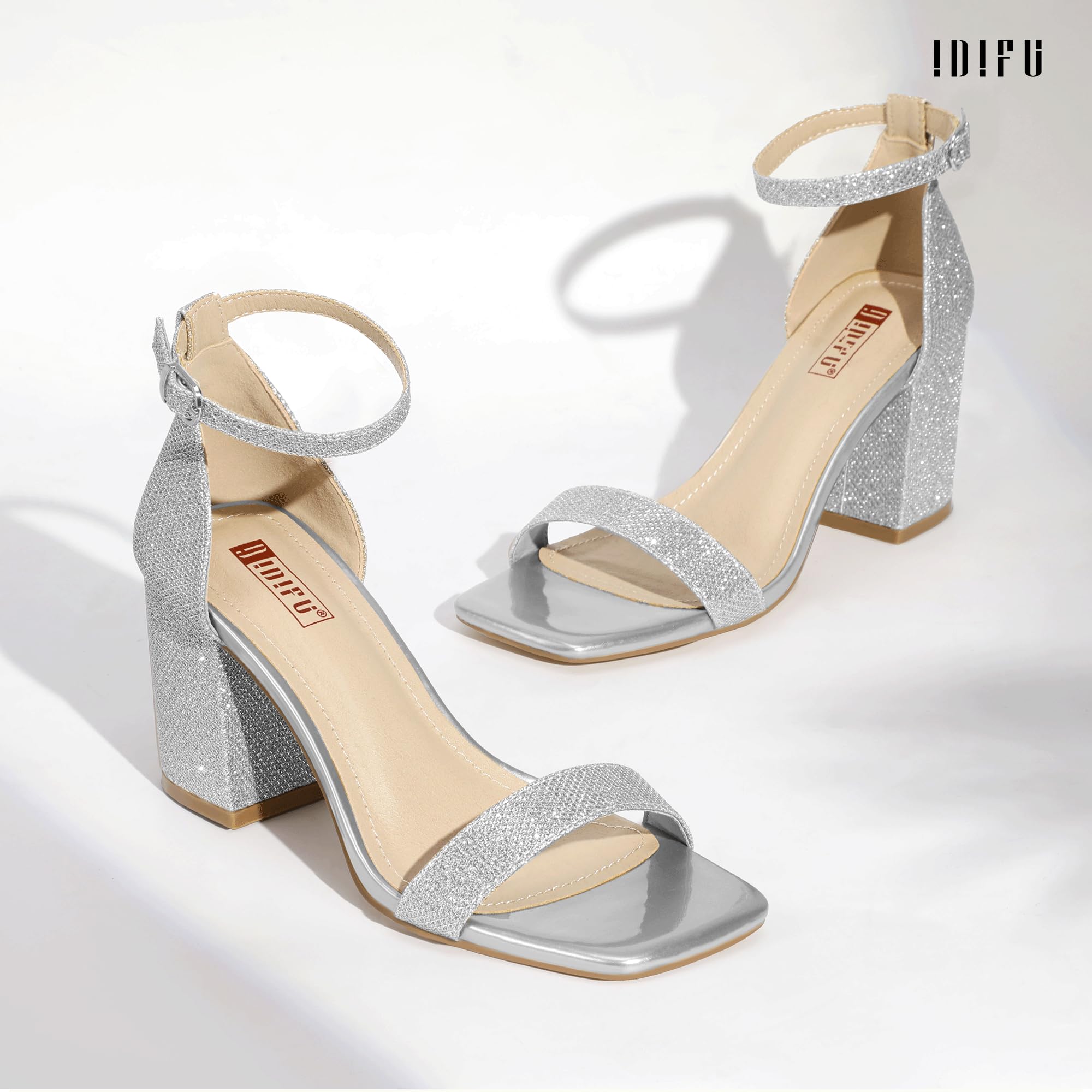 Foto 5 pulgar | Sandalias De Tacón Idifu Silver Glitter Para Mujer Talla 7.5 - Venta Internacional.
