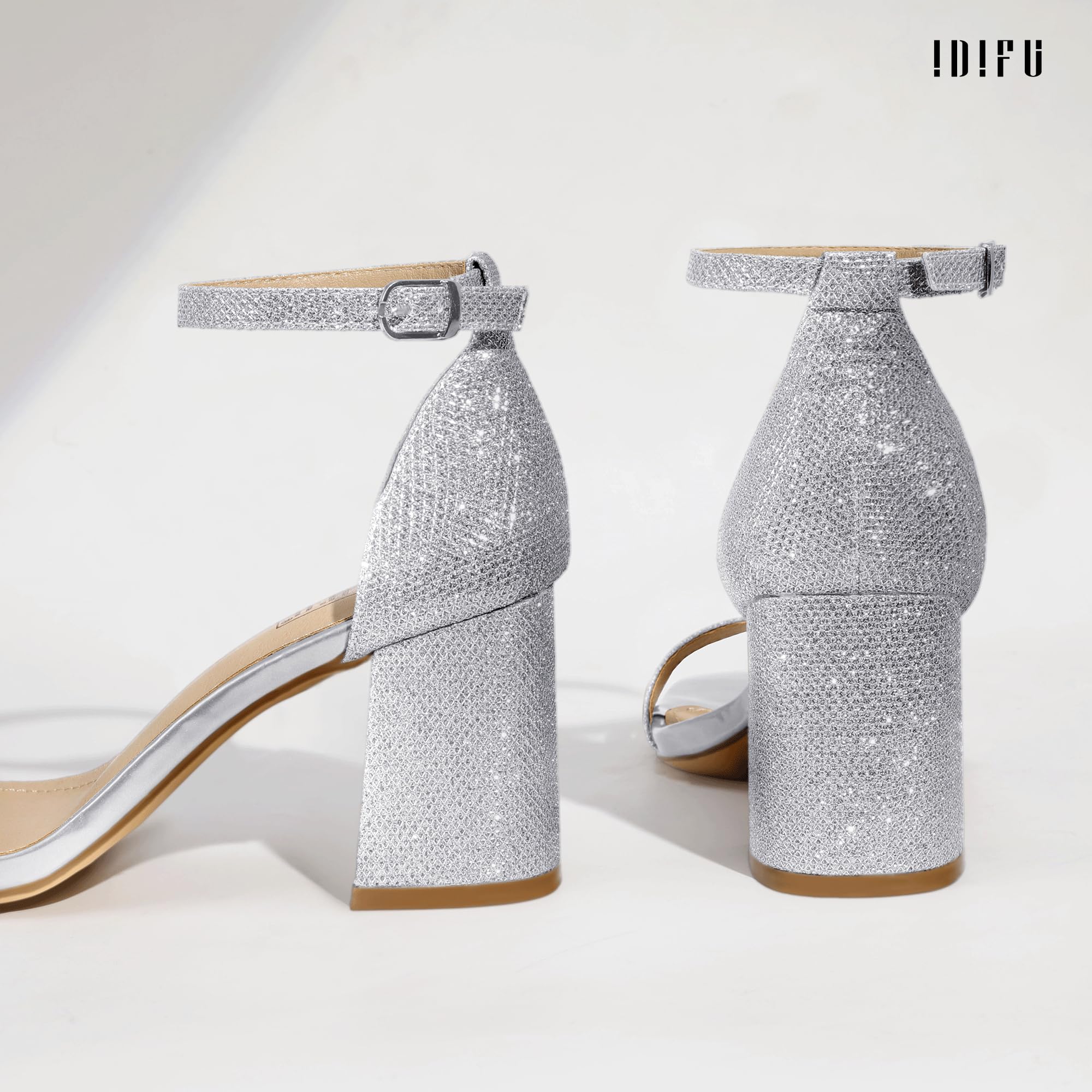 Foto 7 pulgar | Sandalias De Tacón Idifu Silver Glitter Para Mujer Talla 7.5 - Venta Internacional.