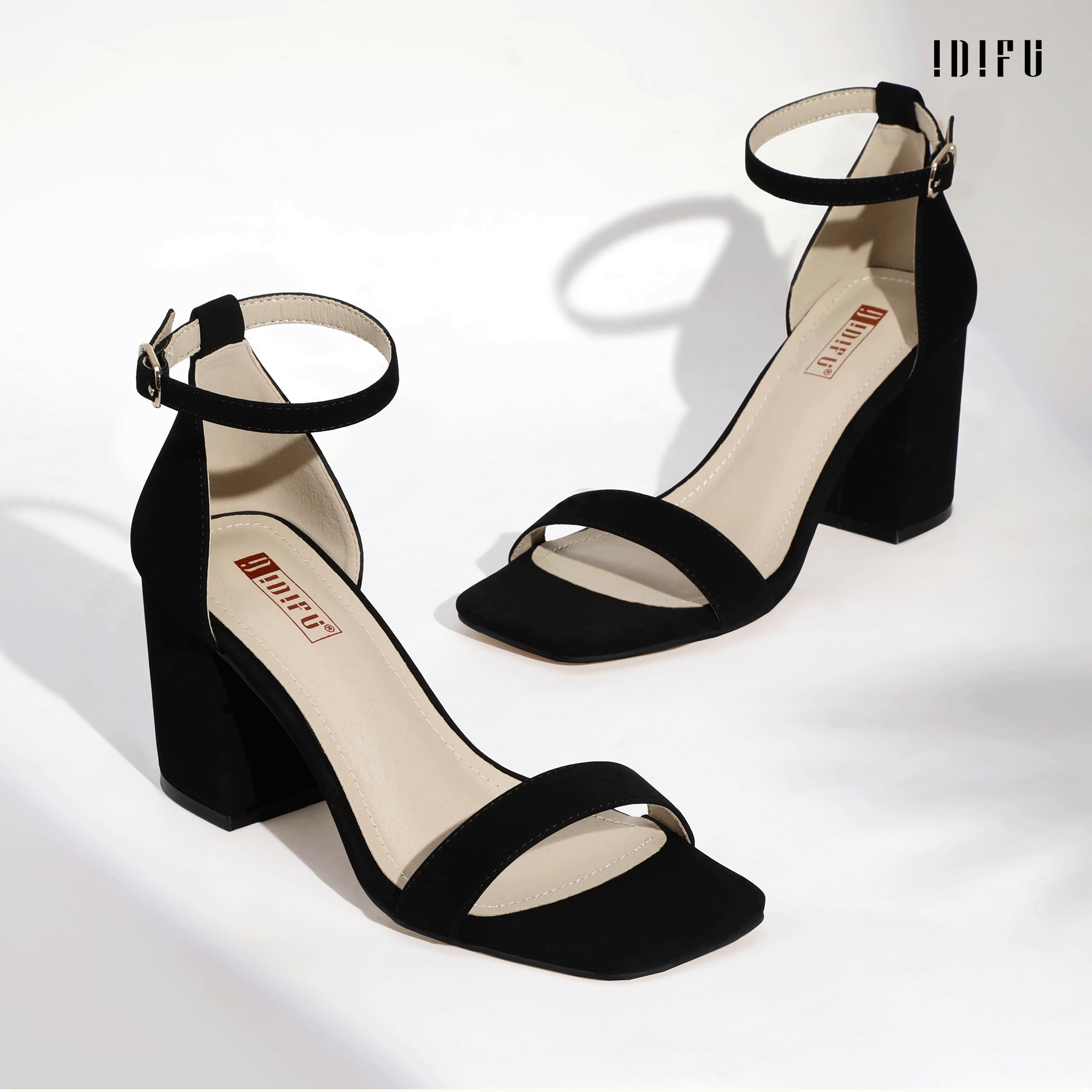 Foto 4 | Sandalias De Tacón Idifu Black Nobuck Para Mujer Talla 5.5 - Venta Internacional.