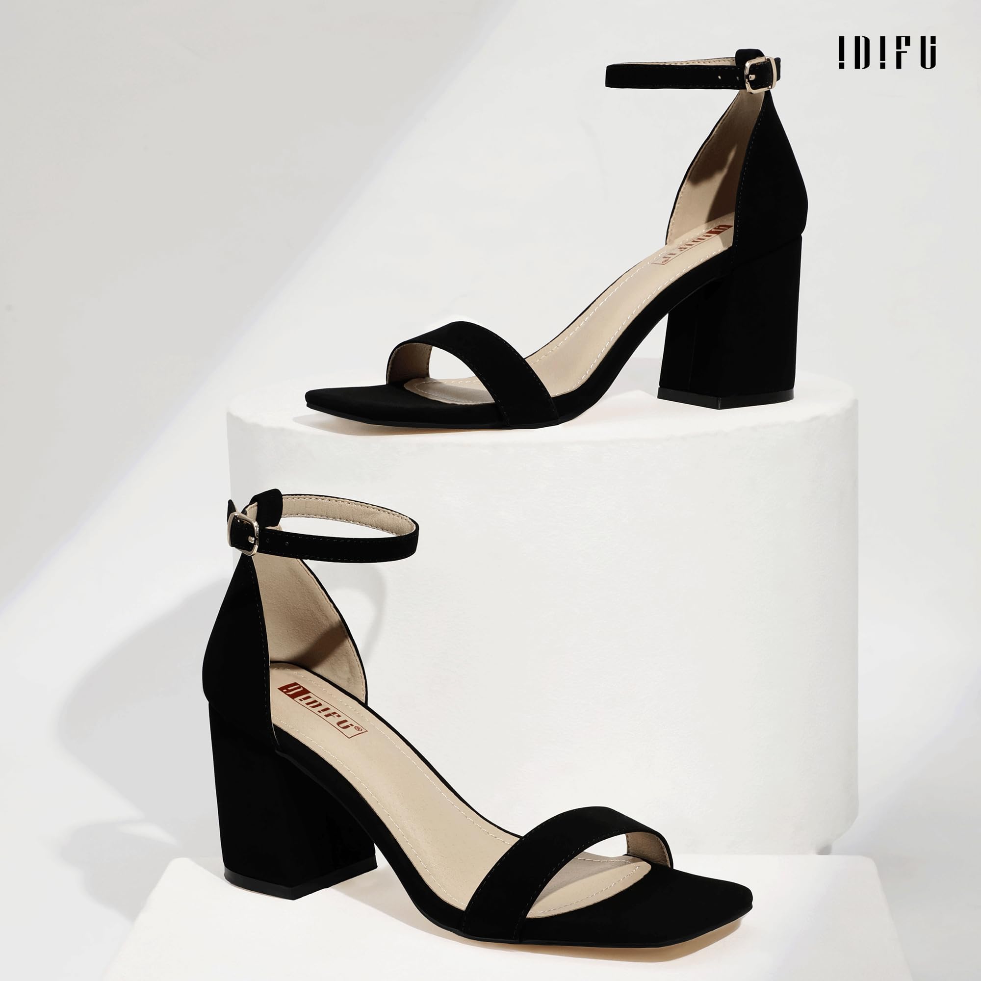 Foto 6 pulgar | Sandalias De Tacón Idifu Black Nobuck Para Mujer Talla 5.5 - Venta Internacional.