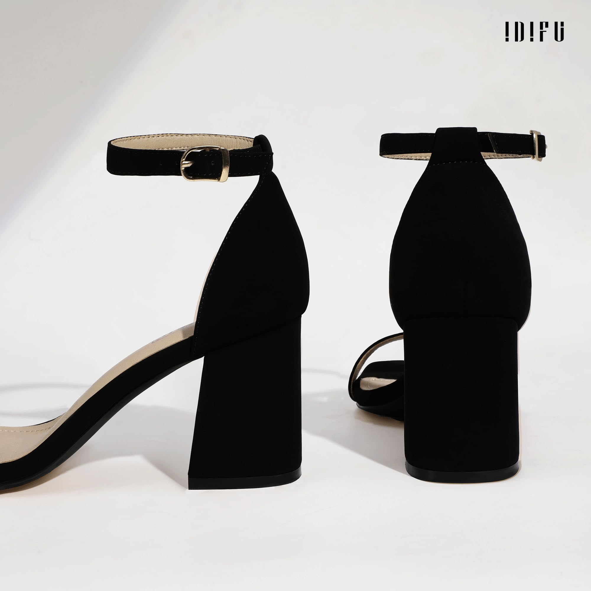 Foto 7 pulgar | Sandalias De Tacón Idifu Black Nobuck Para Mujer Talla 5.5 - Venta Internacional.