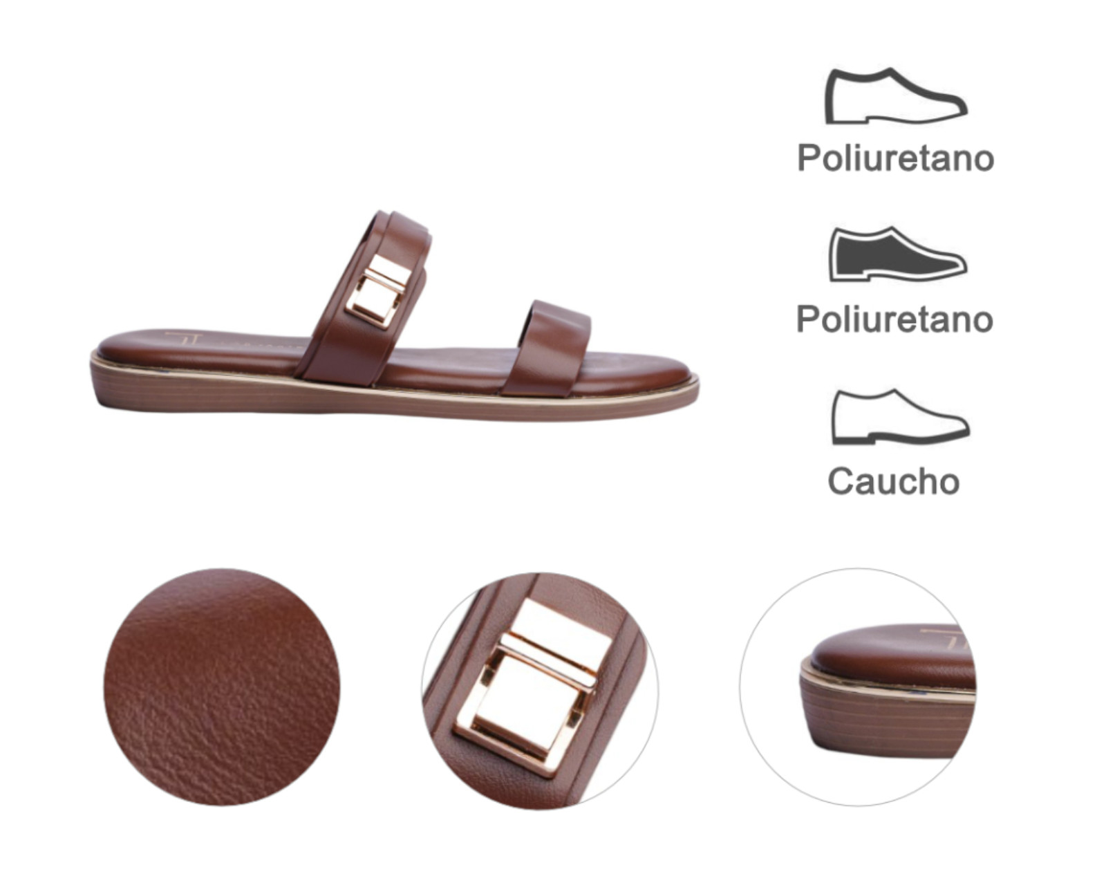 Foto 8 pulgar | Sandalia Piso Para Mujer Lob Footwear Pu Café 92005024