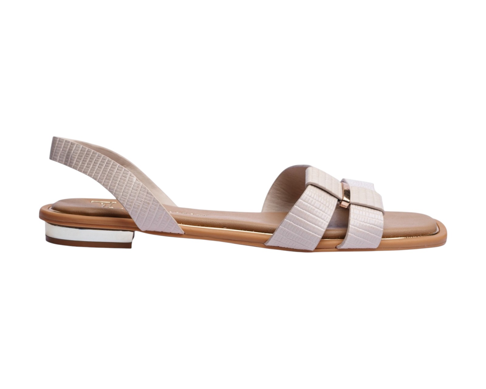 Foto 3 pulgar | Sandalia Piso Para Mujer Lob Footwear Pu Lizard Beige 93305054