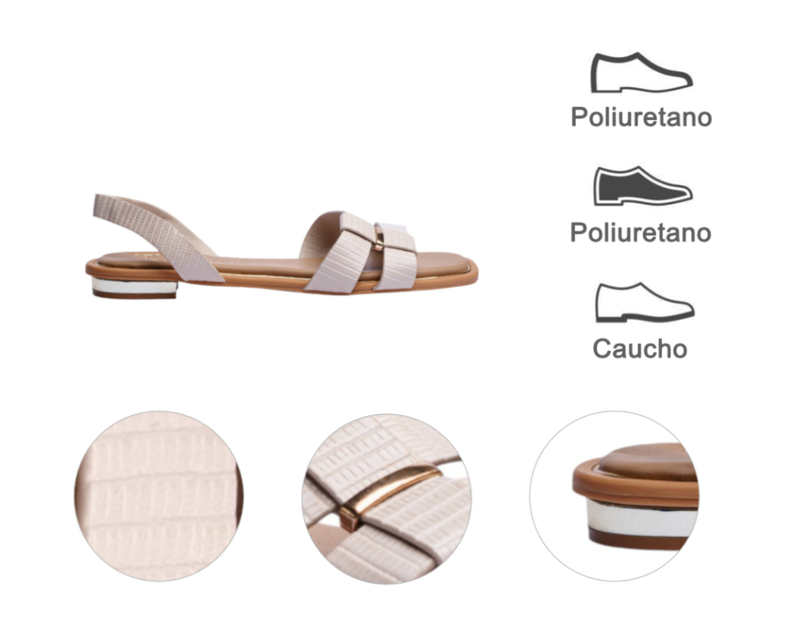 Foto 9 pulgar | Sandalia Piso Para Mujer Lob Footwear Pu Lizard Beige 93305054