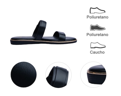 Foto 8 | Sandalia Piso Para Mujer Lob Footwear Pu Negro 92005025