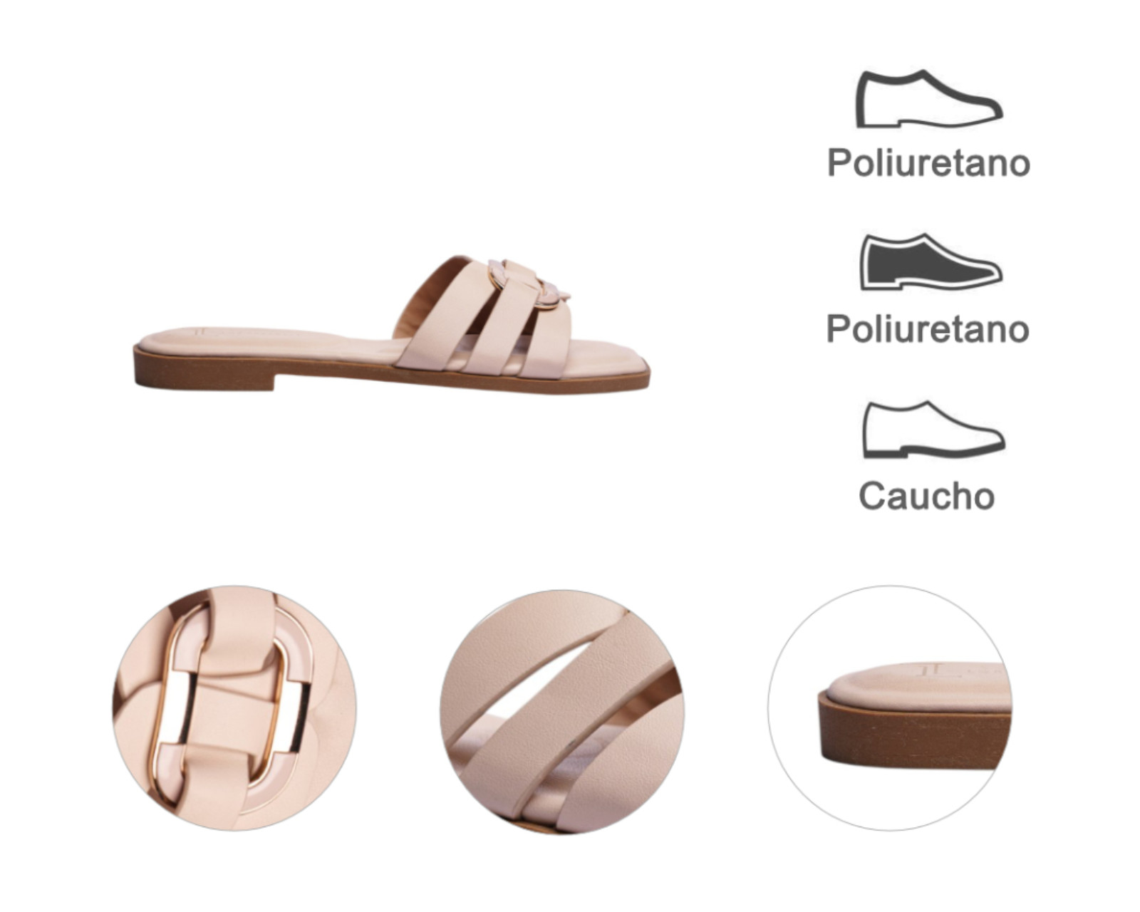 Foto 8 | Sandalia Piso Para Mujer Lob Footwear Pu Beige 91805031