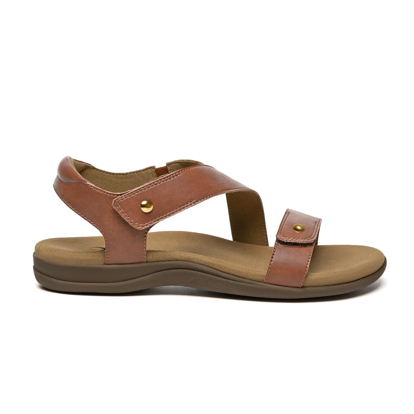 Foto 3 pulgar | Sandalias Athlefit Arch Support Para Mujer, Piel Marrón, Talla 7.5 - Venta Internacional.