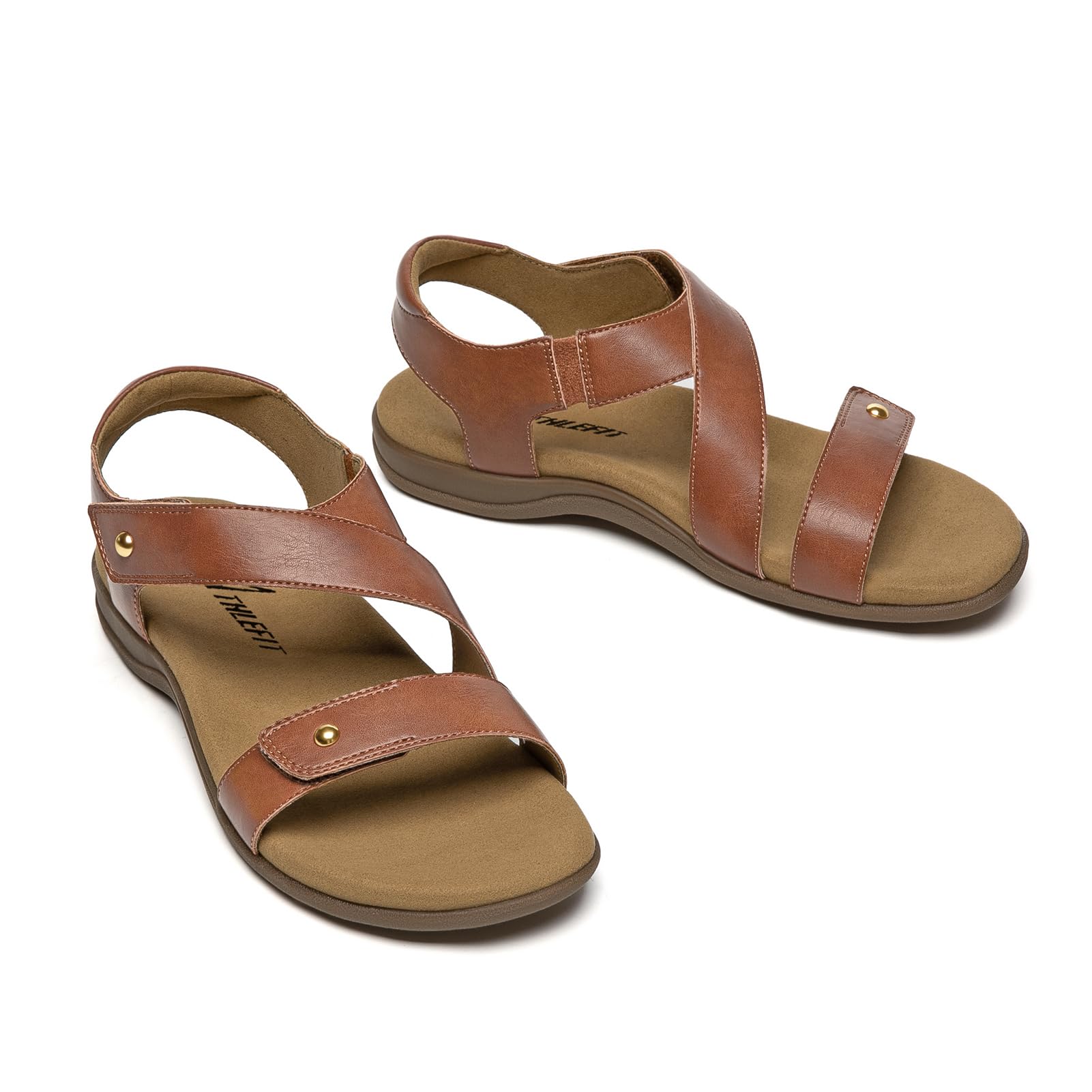 Foto 6 pulgar | Sandalias Athlefit Arch Support Para Mujer, Piel Marrón, Talla 7.5 - Venta Internacional.