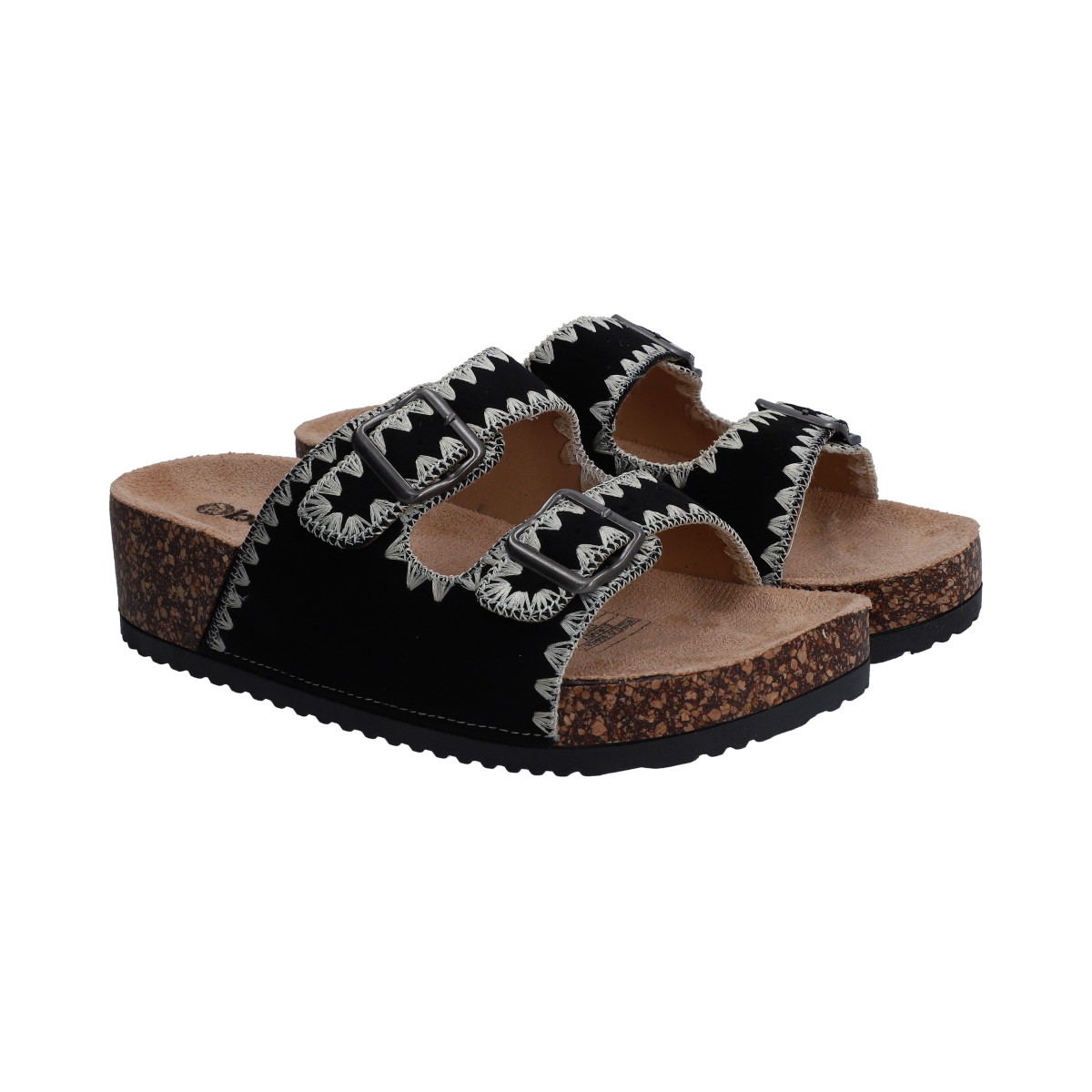 Sandalias Berlin con Plataforma Negra con Hebillas para Dama