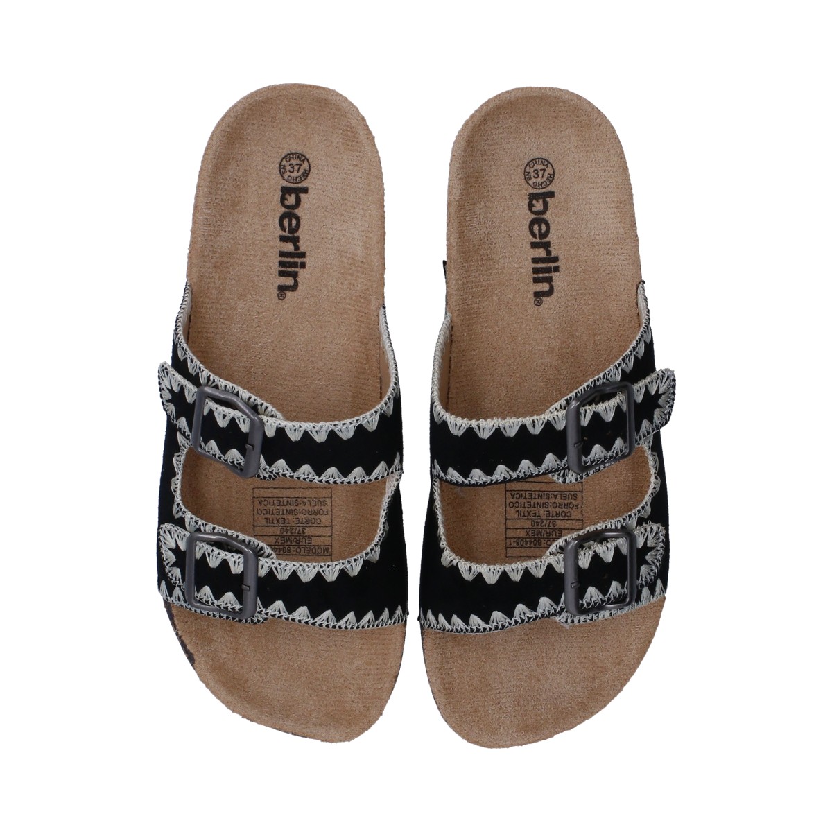 Foto 4 | Sandalias Berlin con Plataforma Negra con Hebillas para Dama