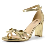 Zapatos Idifu Gold High Tacones Gruesos Con Punta Abierta Para Mujer - Venta Internacional.