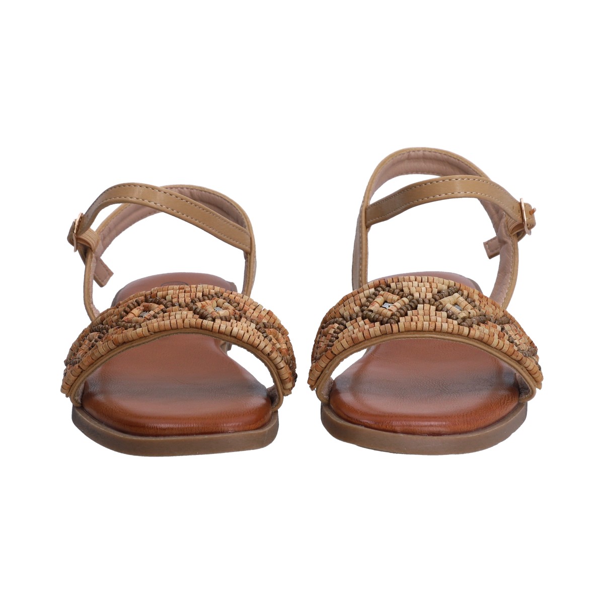 Foto 3 pulgar | Sandalia Berlin Beige con Pulsera y Chaquiras de Madera para Mujer