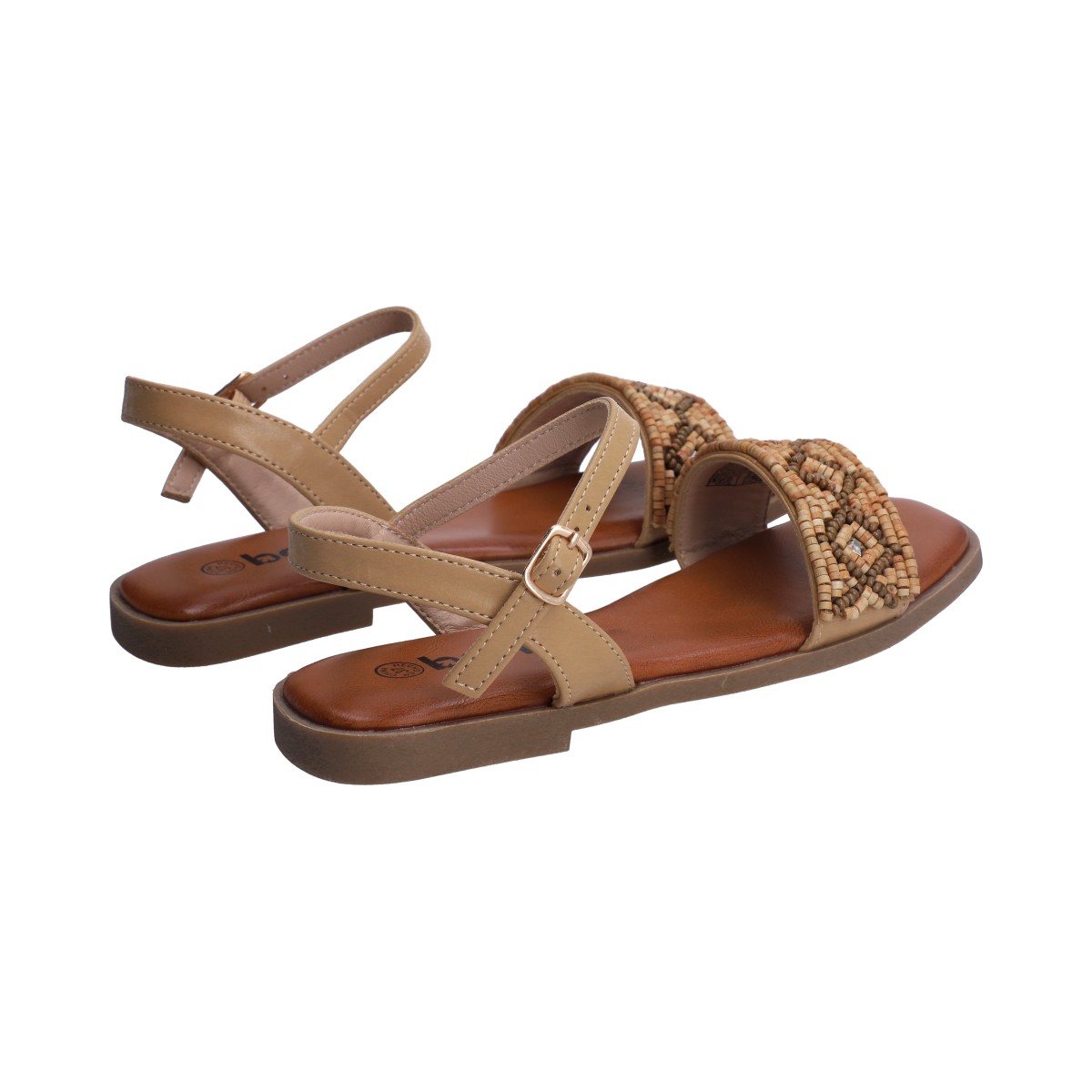 Foto 4 pulgar | Sandalia Berlin Beige con Pulsera y Chaquiras de Madera para Mujer