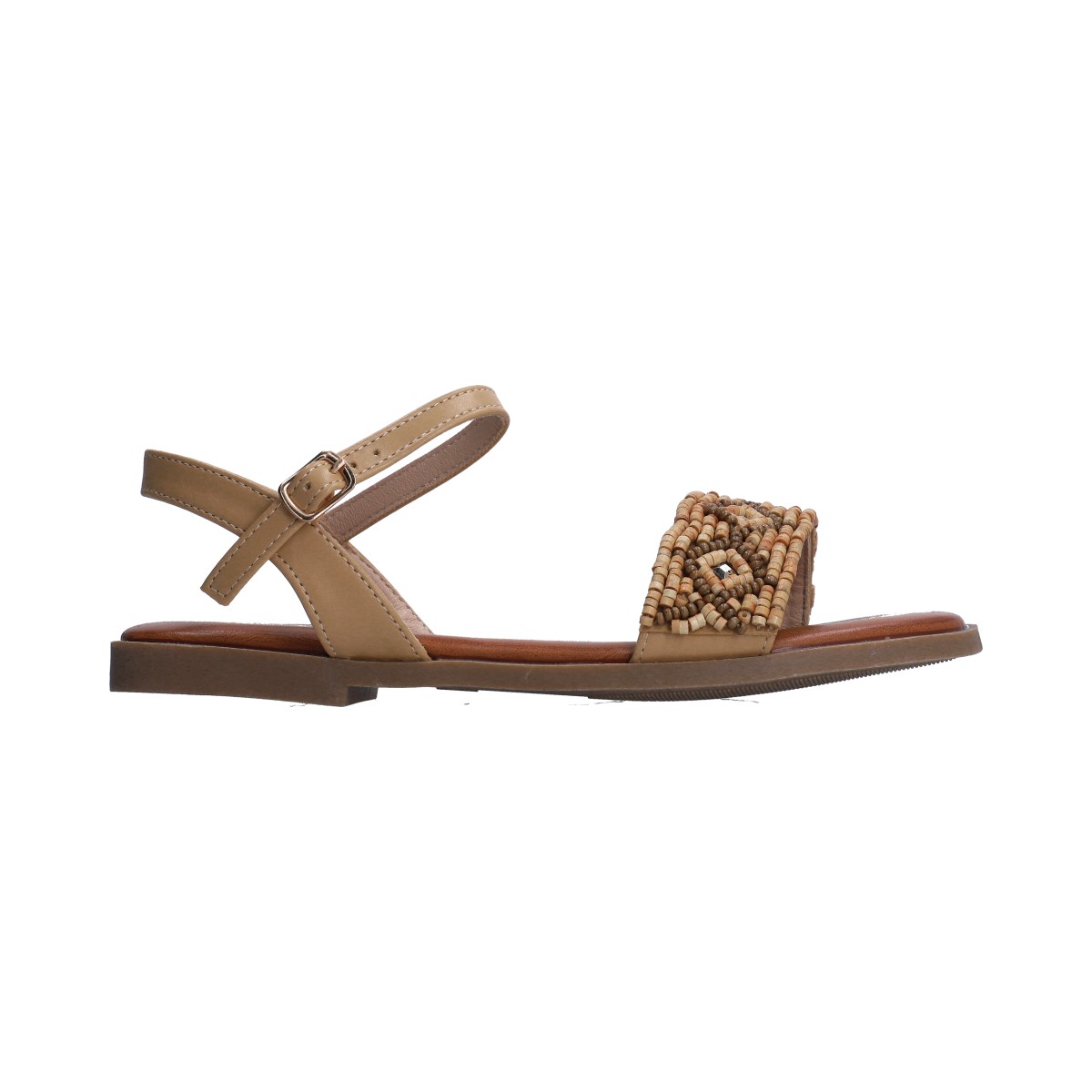 Foto 6 pulgar | Sandalia Berlin Beige con Pulsera y Chaquiras de Madera para Mujer