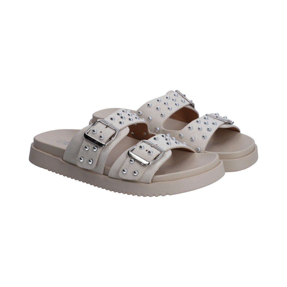 Foto 1 | Sandalias Berlin Blancos con Hebillas y Estoperoles