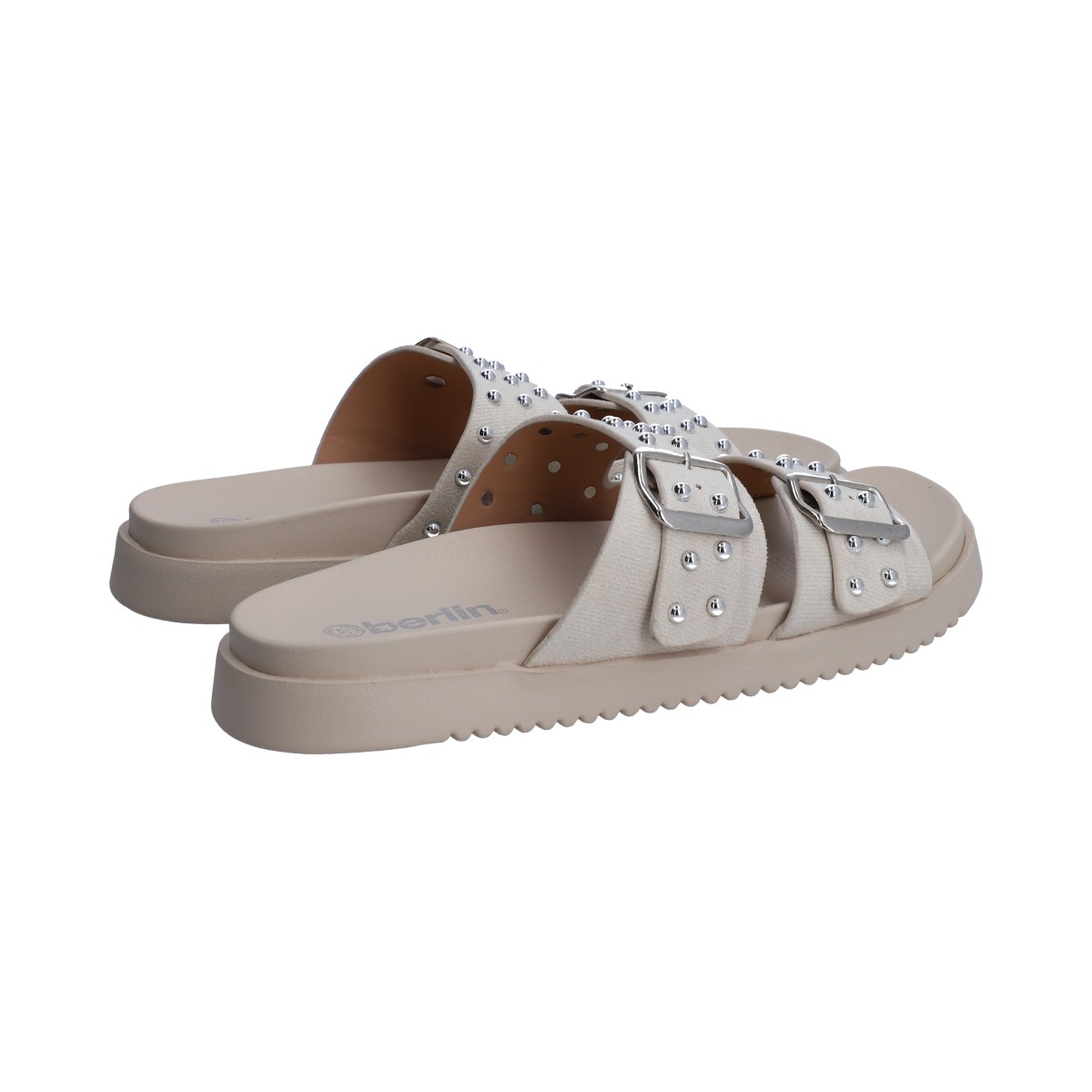 Foto 4 pulgar | Sandalias Berlin Blancos con Hebillas y Estoperoles