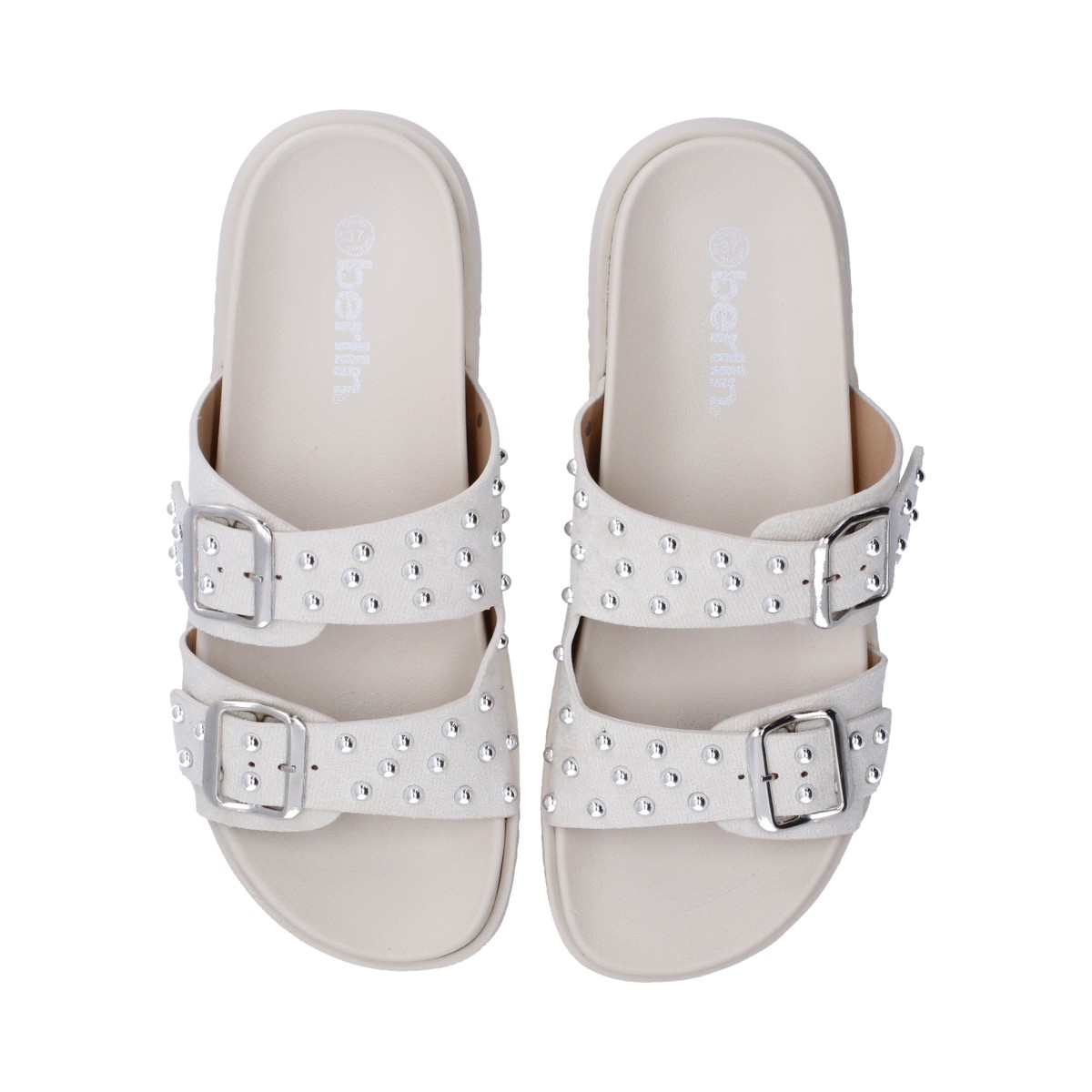 Foto 4 | Sandalias Berlin Blancos con Hebillas y Estoperoles