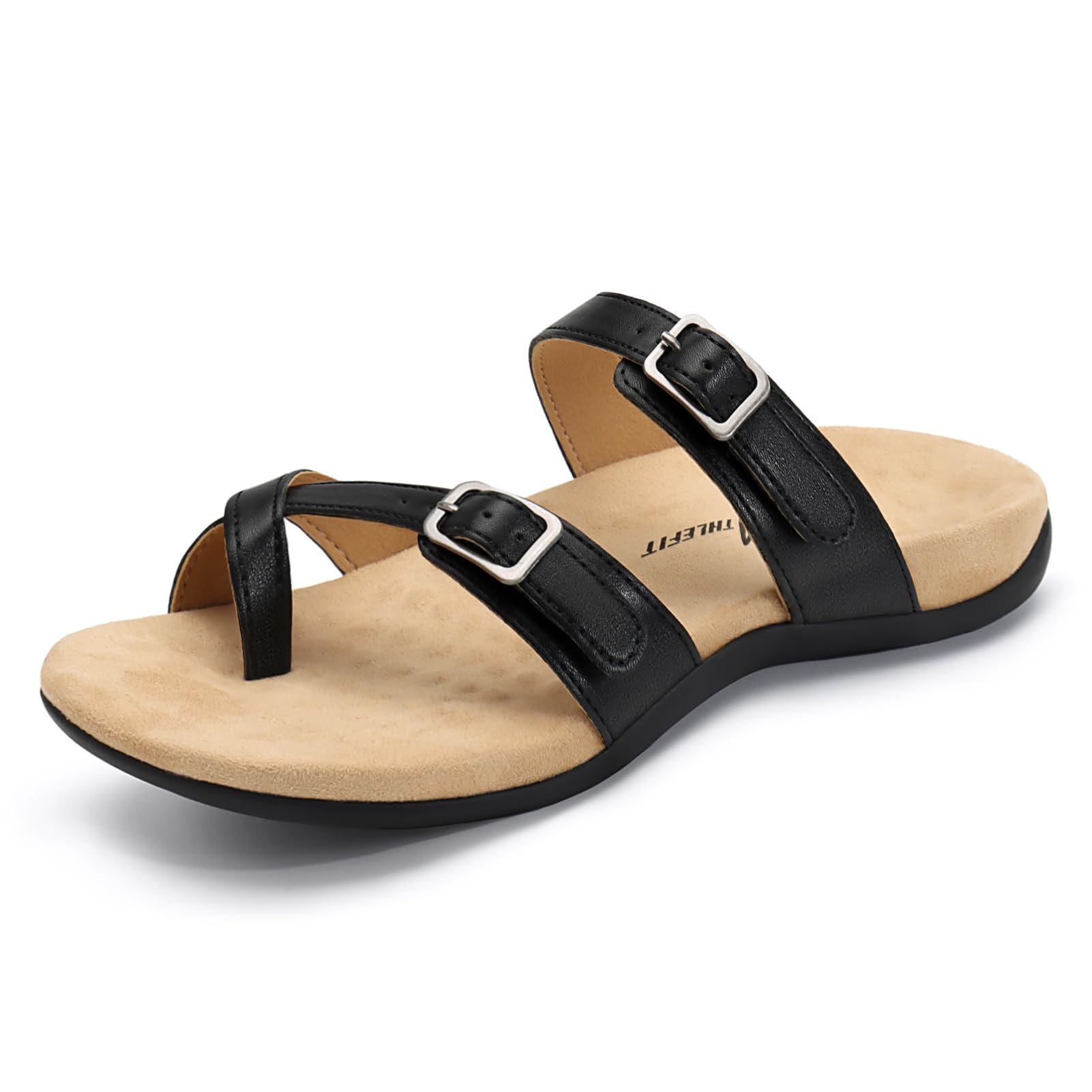 Foto 2 pulgar | Sandalias Ortopédicas Athlefit Para Mujer Negras Talla 8.5 - Venta Internacional.