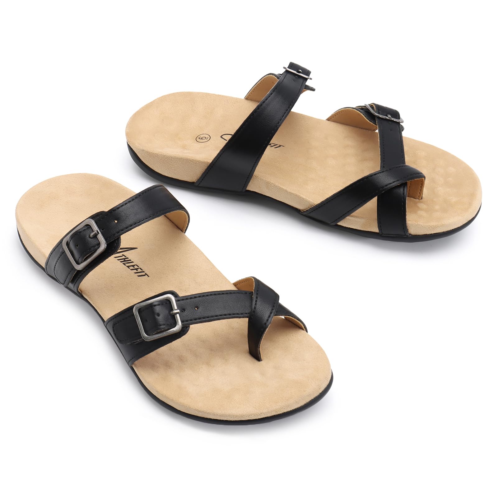 Foto 6 pulgar | Sandalias Ortopédicas Athlefit Para Mujer Negras Talla 8.5 - Venta Internacional.