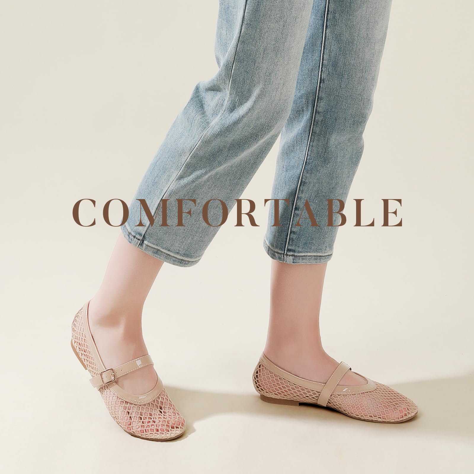 Foto 4 | Sandalias Planas Ankis Sandalias Planas De Malla Para Mujer Nude - Venta Internacional.