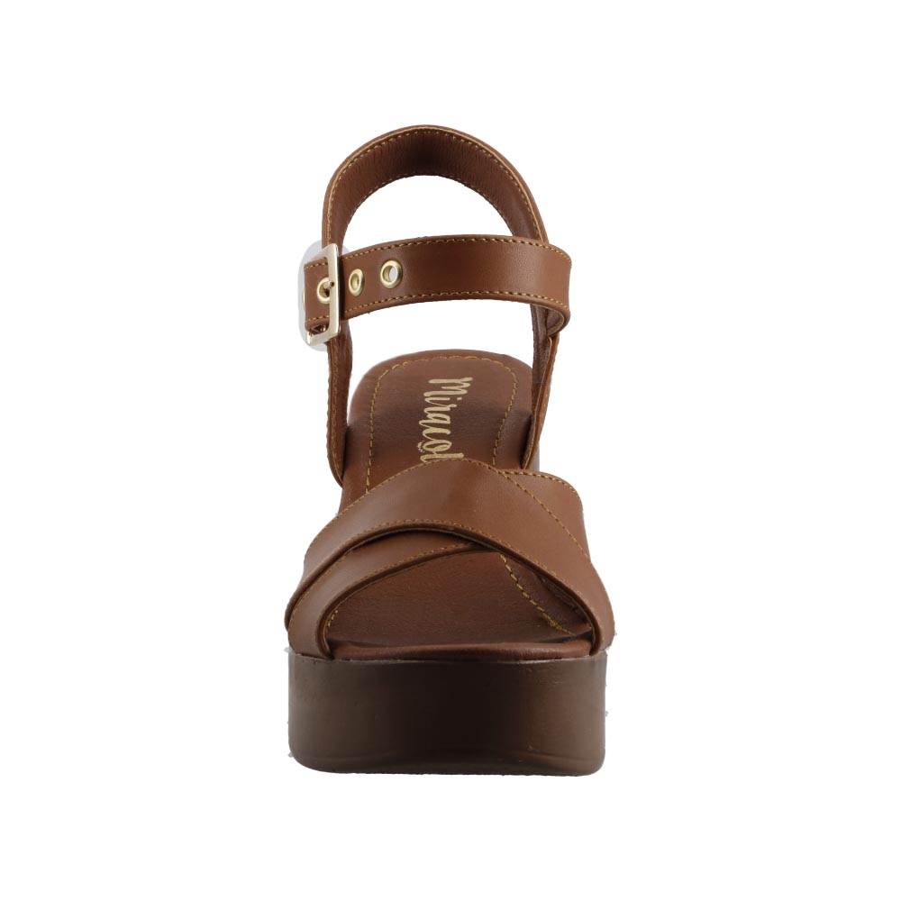 Foto 6 pulgar | Sandalia De Mujer Miracol By Mama Lola 5602 Camel Tacon Alto Casual Mujer Talla 23 A 26 M