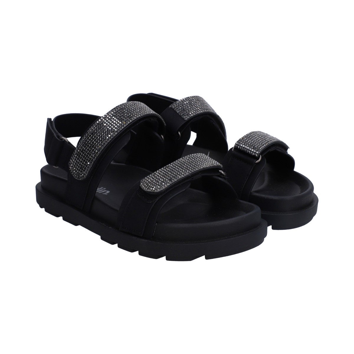 Foto 2 pulgar | Sandalias Berlin Negra con Cristales para Mujer