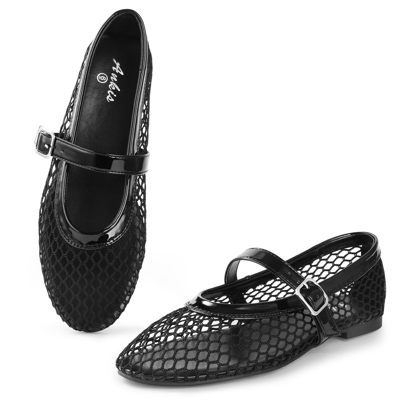 Sandalias Planas Ankis Mesh Para Mujer Negras Mary Jane 2025 - Venta Internacional.