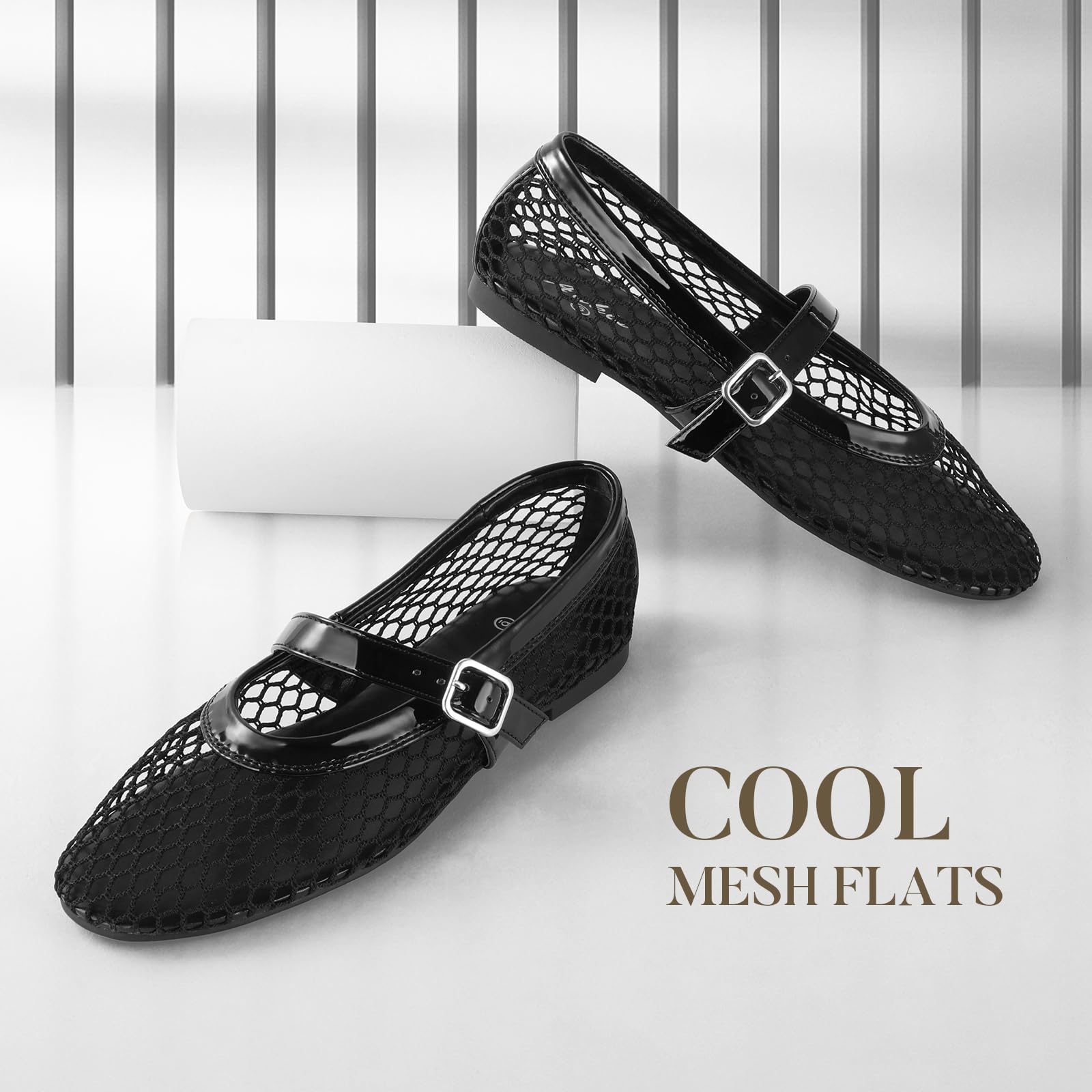 Foto 3 pulgar | Sandalias Planas Ankis Mesh Para Mujer Negras Mary Jane 2025 - Venta Internacional.