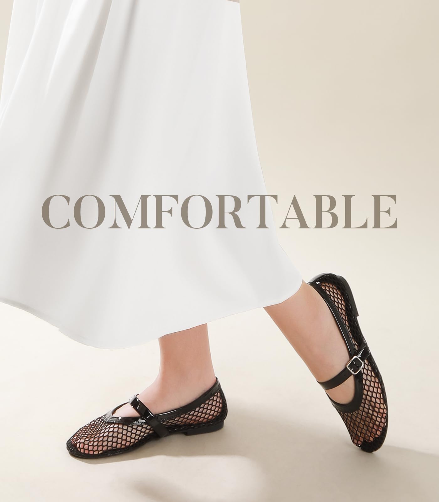 Foto 4 pulgar | Sandalias Planas Ankis Mesh Para Mujer Negras Mary Jane 2025 - Venta Internacional.