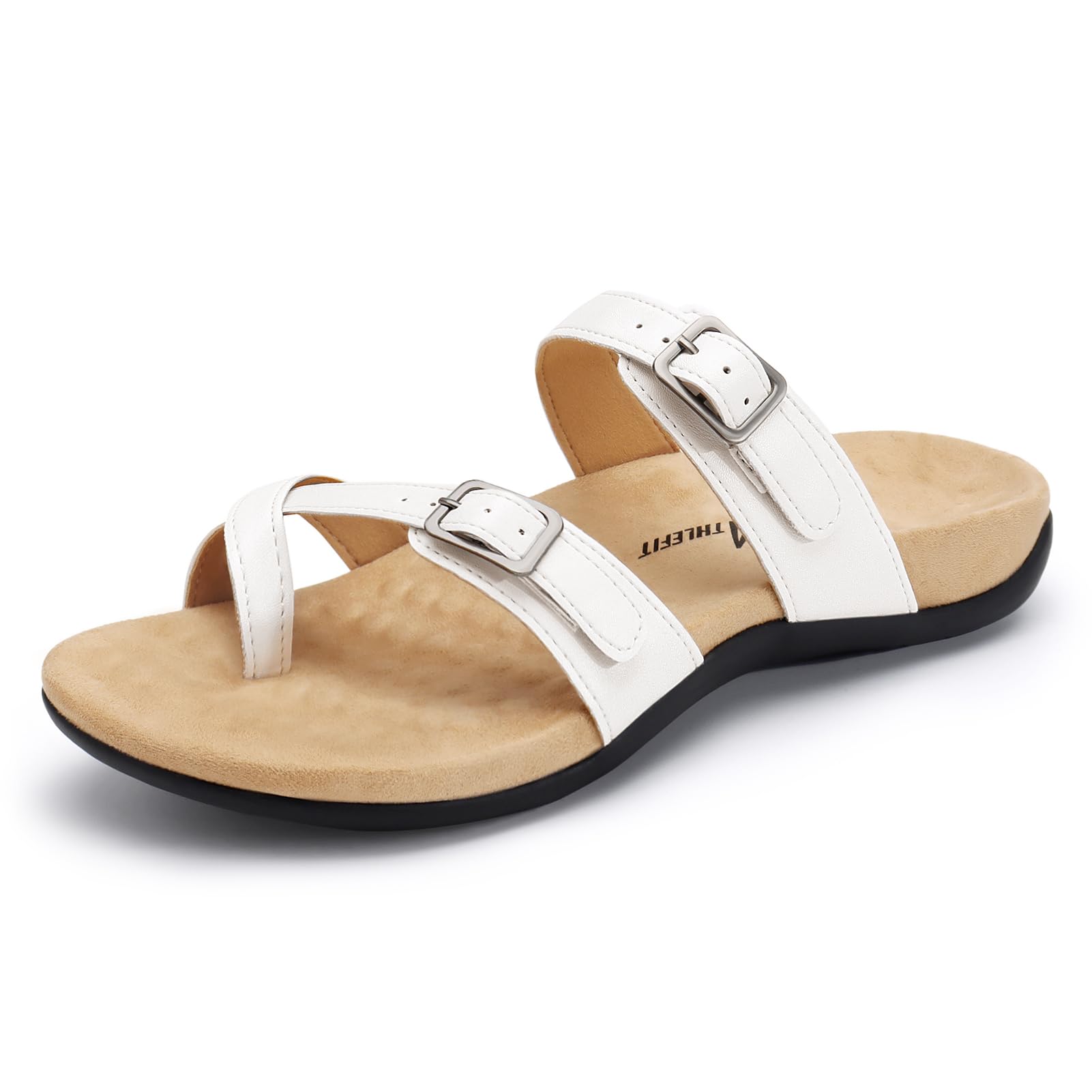 Foto 2 pulgar | Sandalias Ortopédicas Athlefit Para Mujer Con Soporte Para Arco, Color Blanco 8 - Venta Internacional.