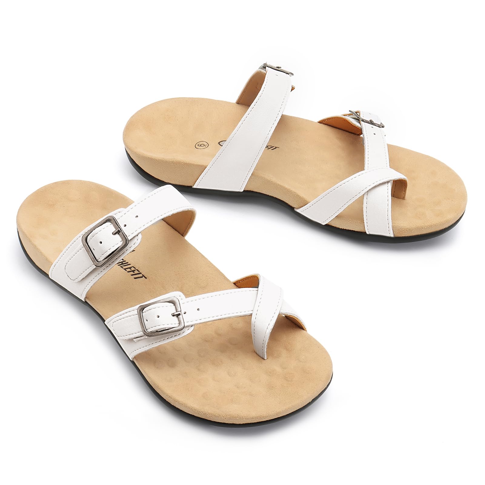 Foto 6 pulgar | Sandalias Ortopédicas Athlefit Para Mujer Con Soporte Para Arco, Color Blanco 8 - Venta Internacional.