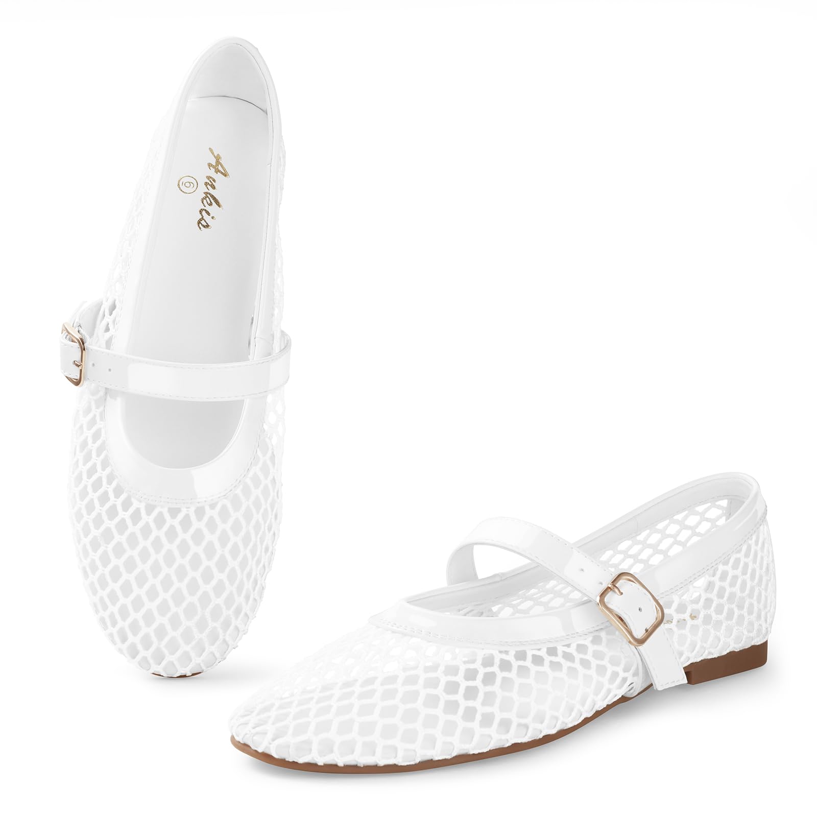 Foto 2 pulgar | Sandalias Planas Ankis Mesh Para Mujer Blancas Mary Jane 2025 - Venta Internacional.