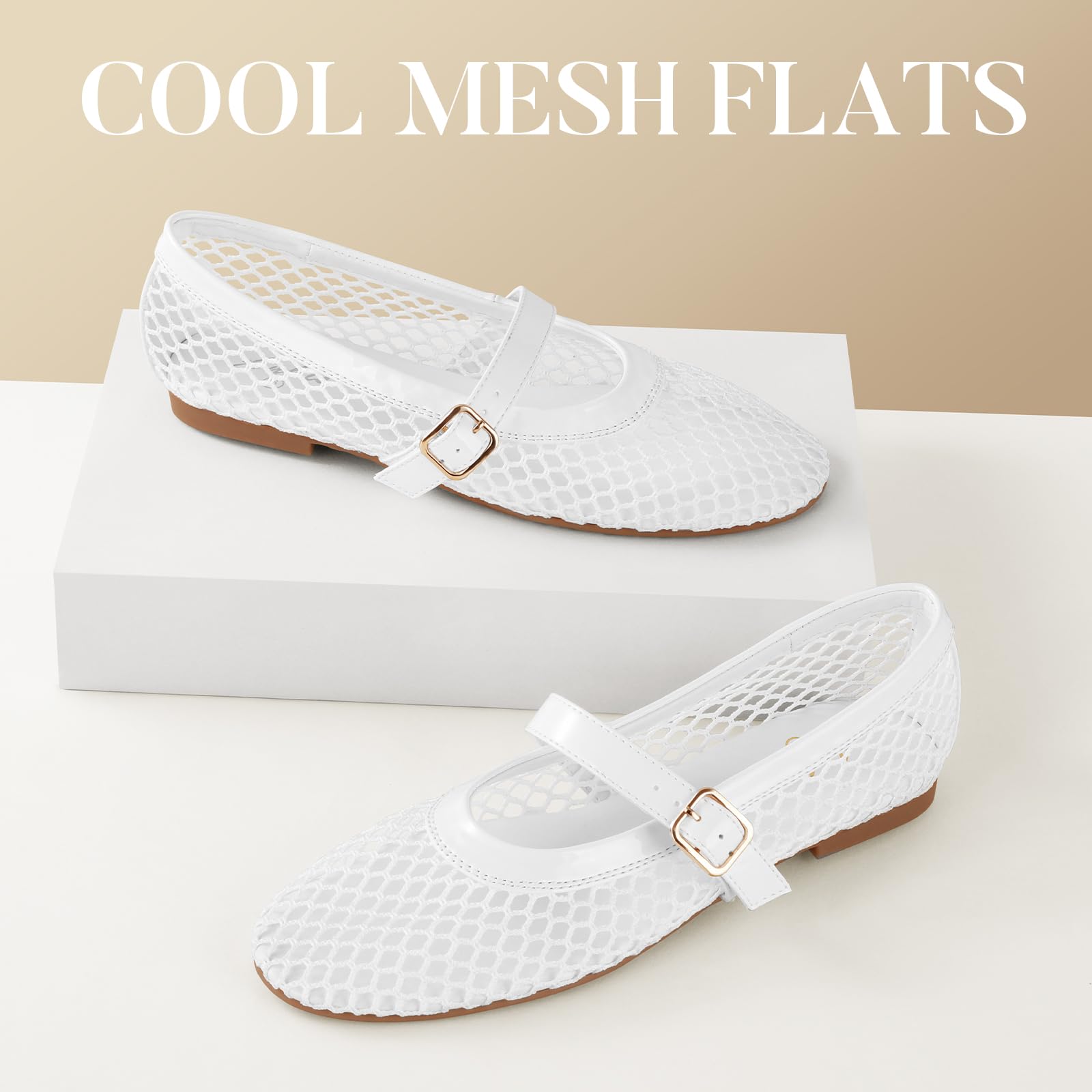 Foto 3 pulgar | Sandalias Planas Ankis Mesh Para Mujer Blancas Mary Jane 2025 - Venta Internacional.