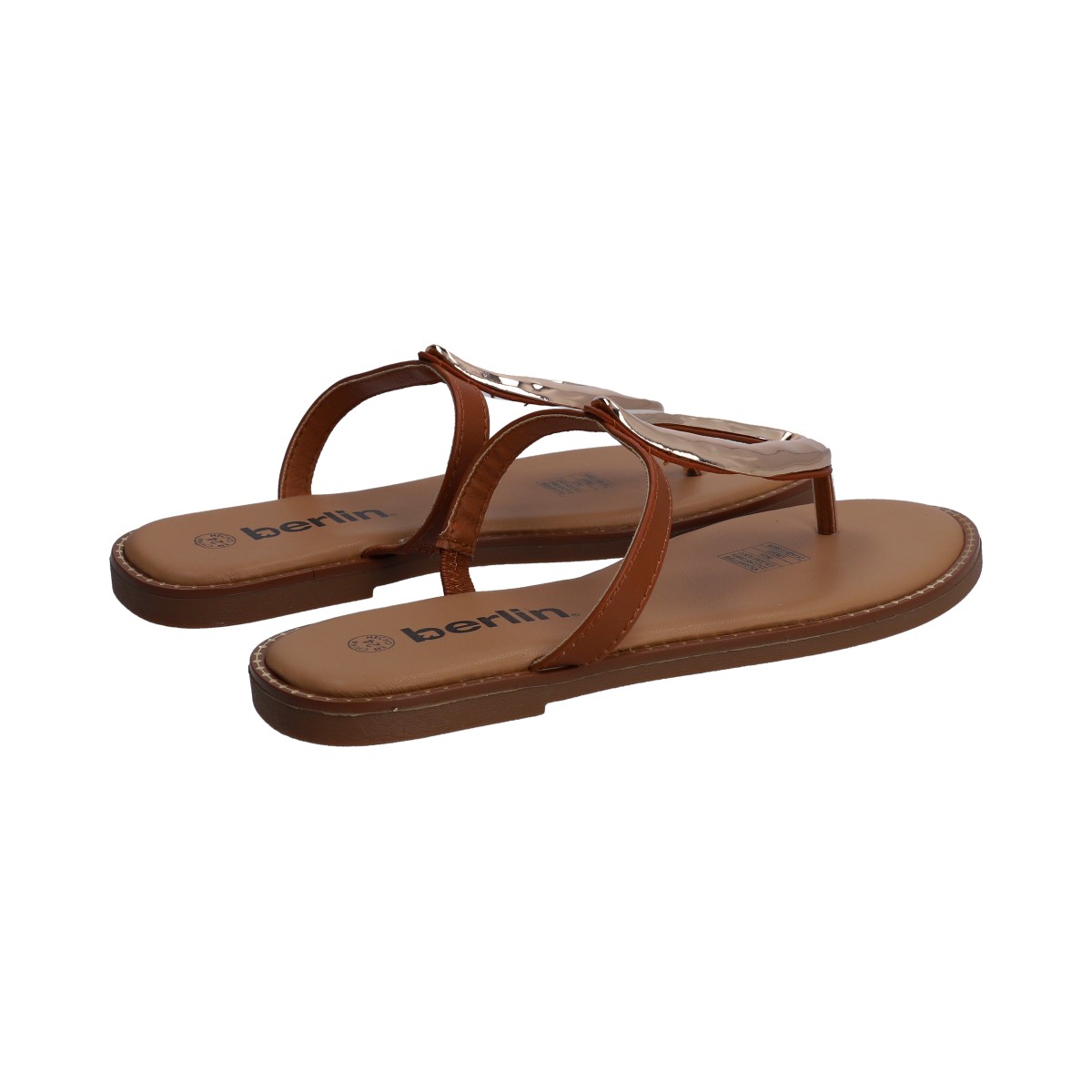 Foto 4 pulgar | Sandalias Berlin Tan de Piso con Aplicación Dorada para Dama