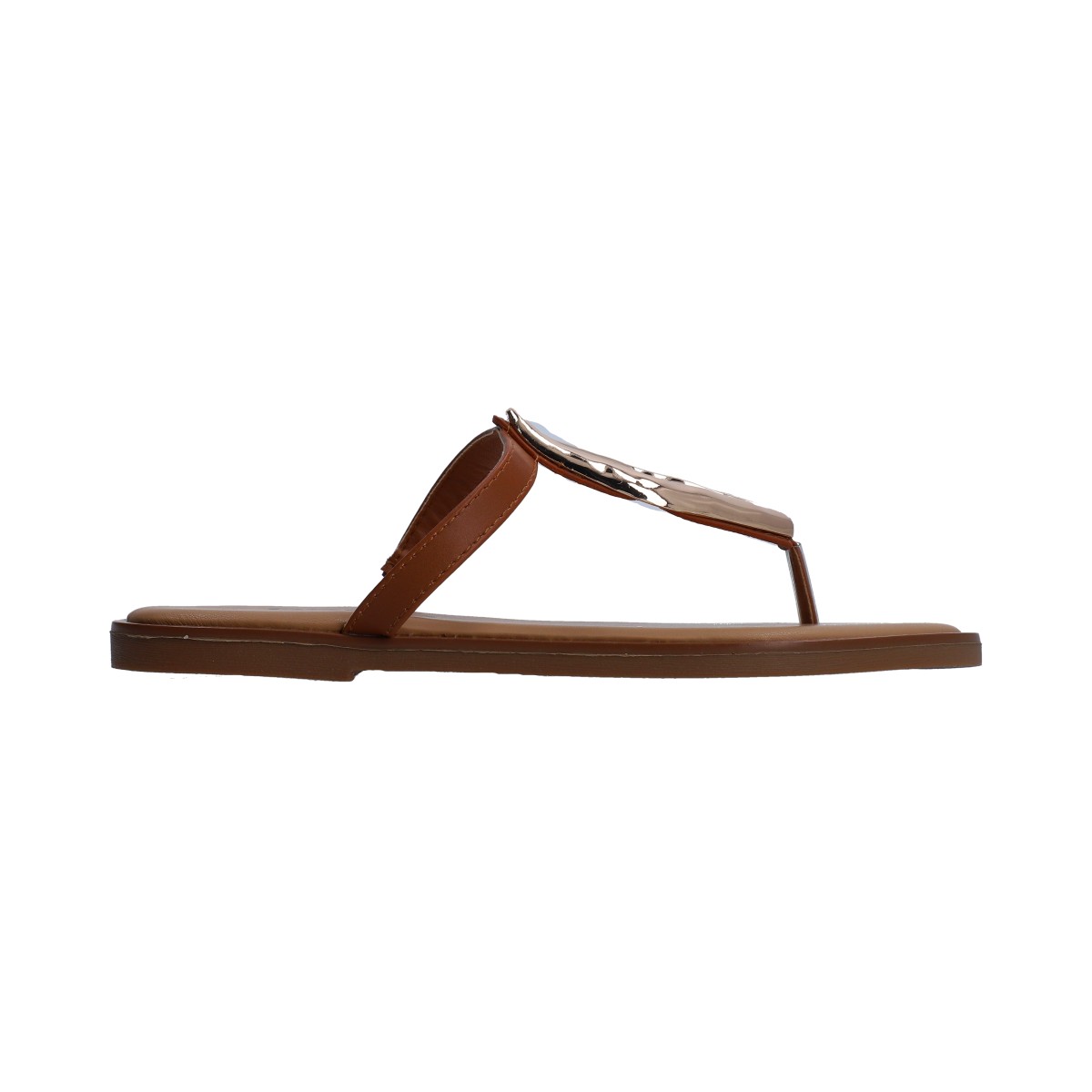 Foto 6 pulgar | Sandalias Berlin Tan de Piso con Aplicación Dorada para Dama