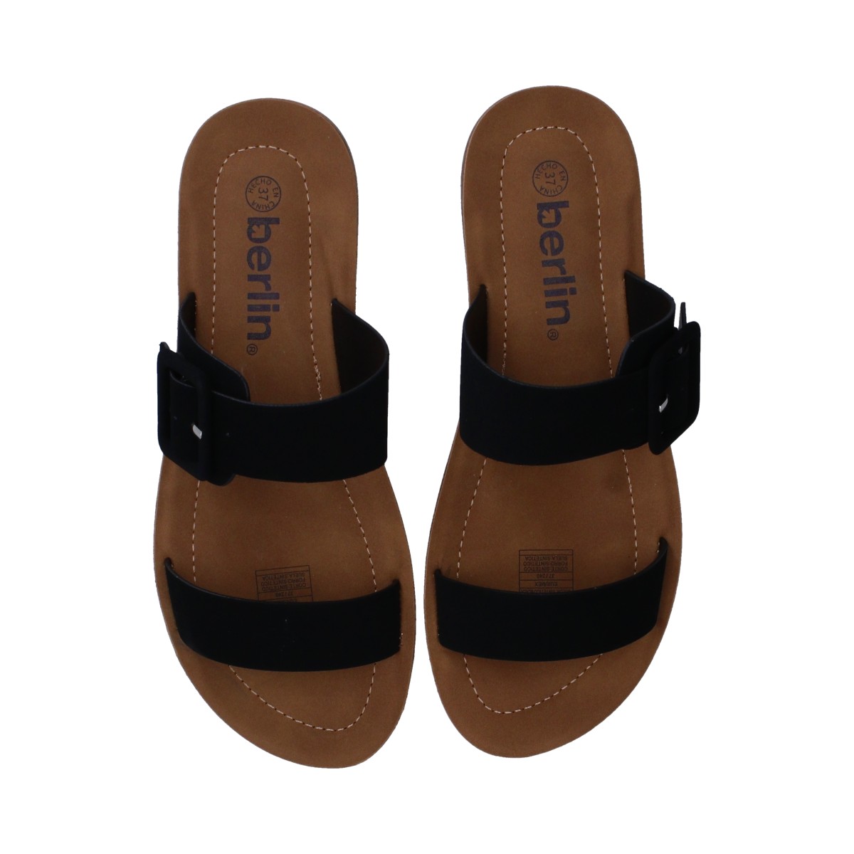 Foto 4 | Sandalias de Piso Berlín Negras para Mujer