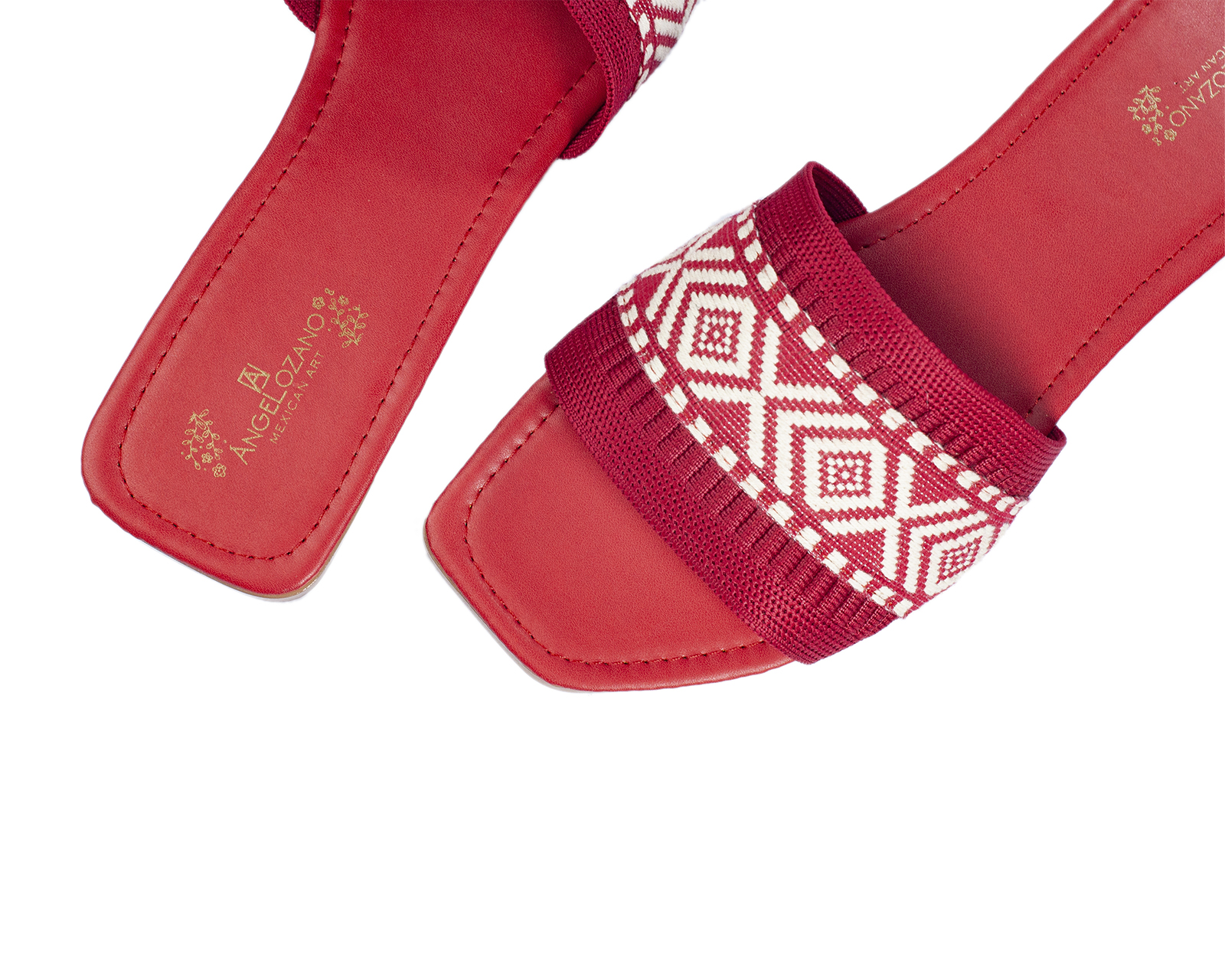 Foto 3 pulgar | Sandalia De Piso A Ángelozano Con Tira Étnica, Color Rojo